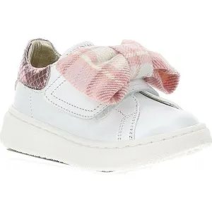 Girls Cream & Pink Bow Trainers