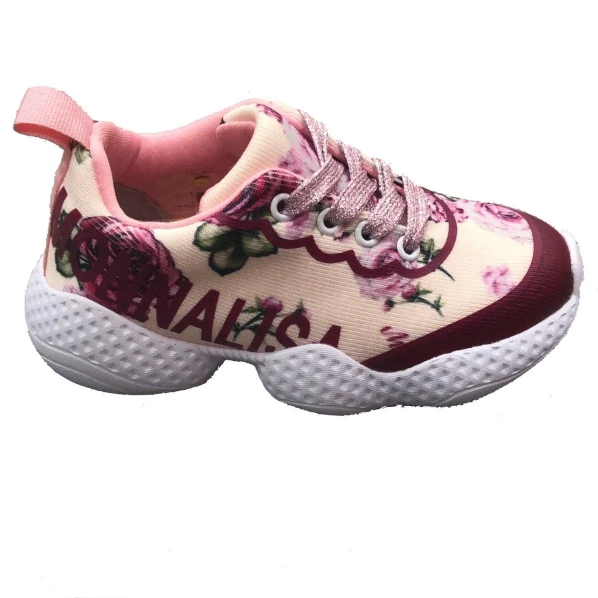 Girls Pink Floral Paris Trainer