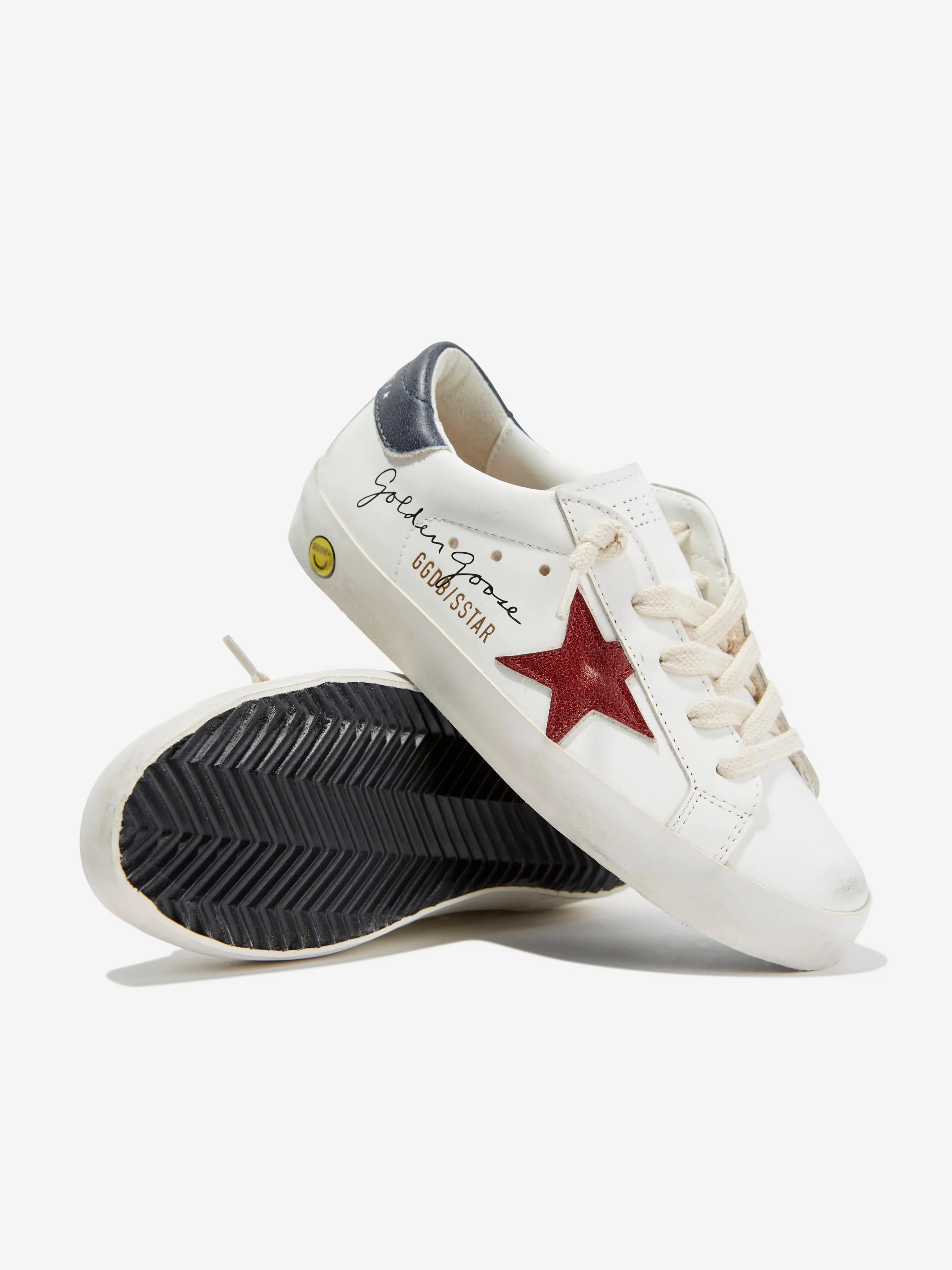 Golden Goose Kids Leather Super Star Trainers in White