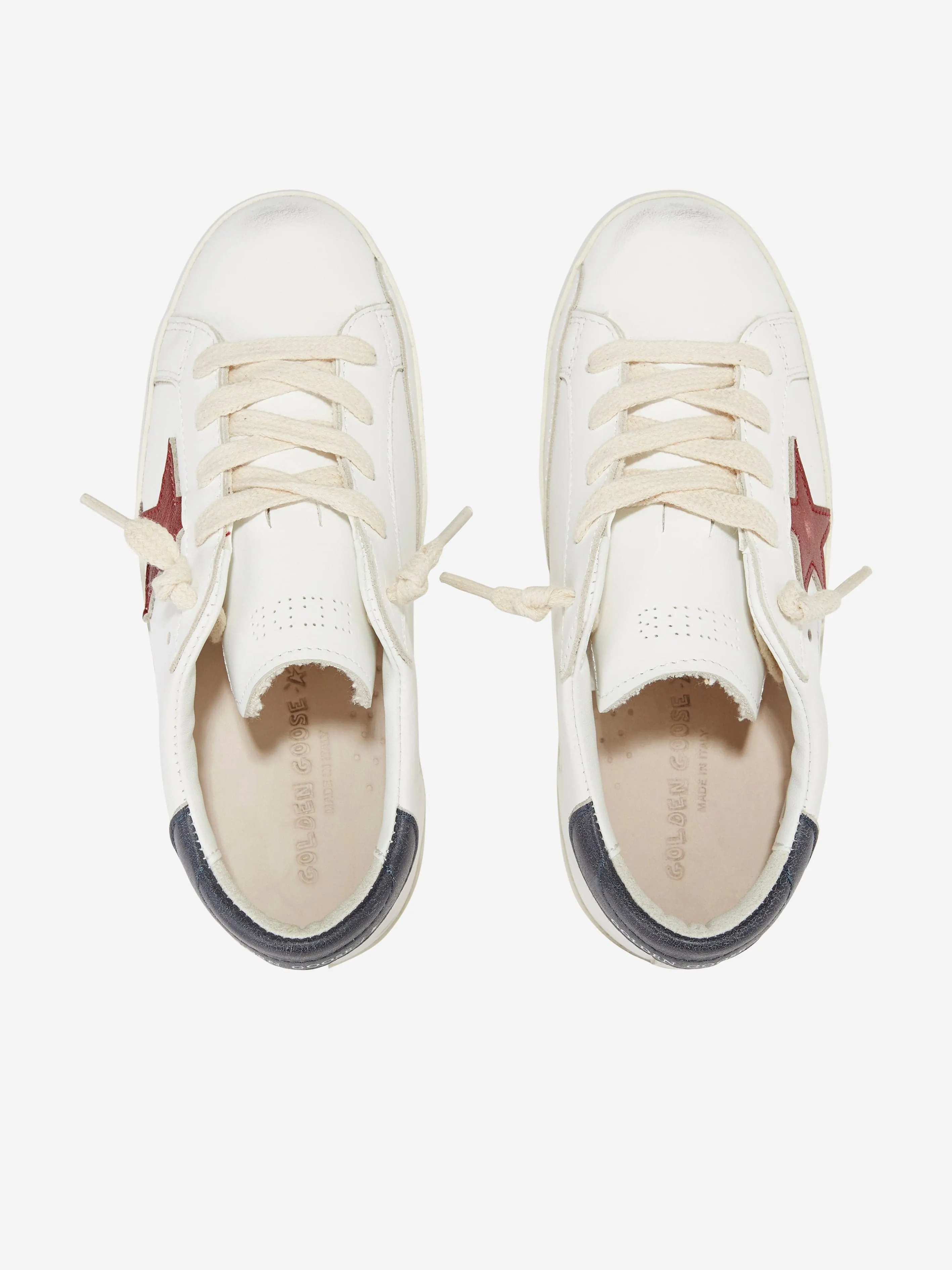 Golden Goose Kids Leather Super Star Trainers in White