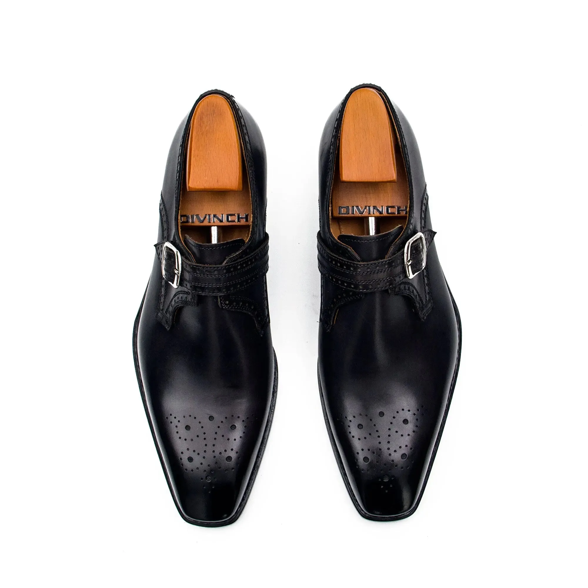 Goodyear Welted Monk Strap Shoes Black