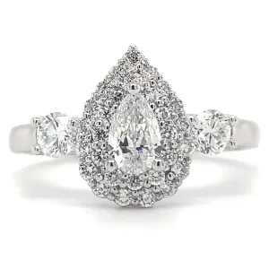 Grainne - Platinum 0.85ct Pear Double Halo Earth Grown Diamond Engagement Ring