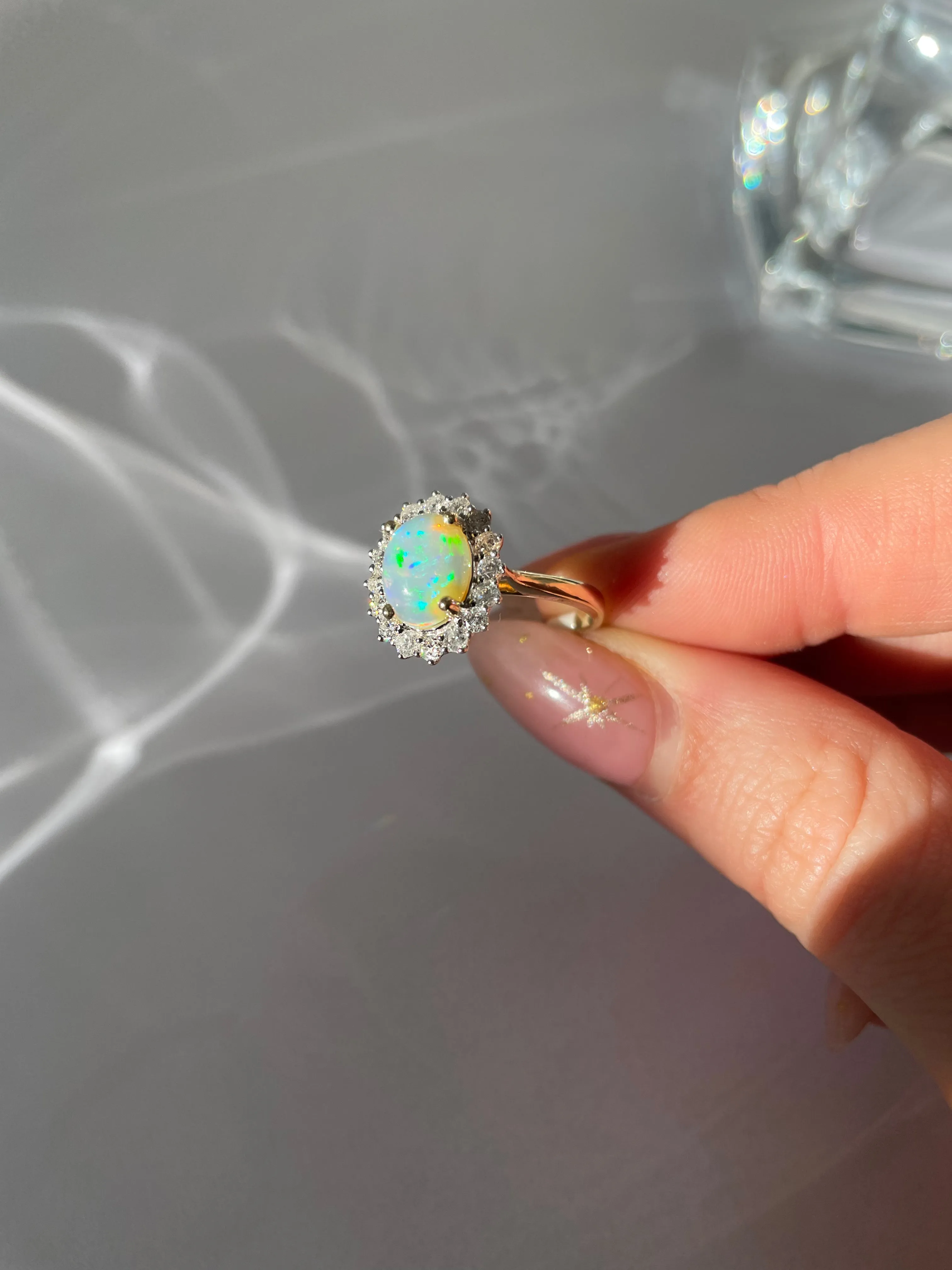 Green Amethyst & Diamond Gold Cluster