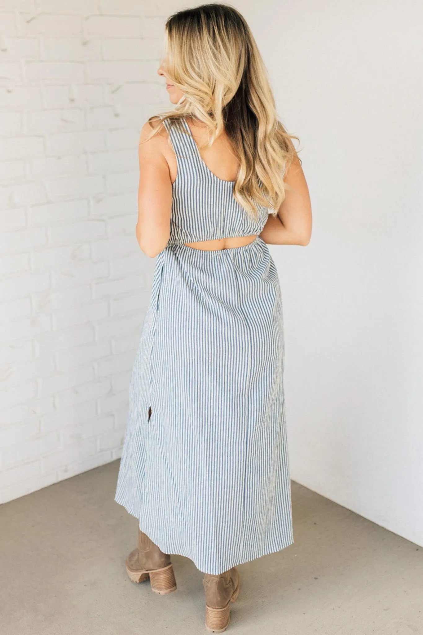 Gretchen Striped Split Back Dress