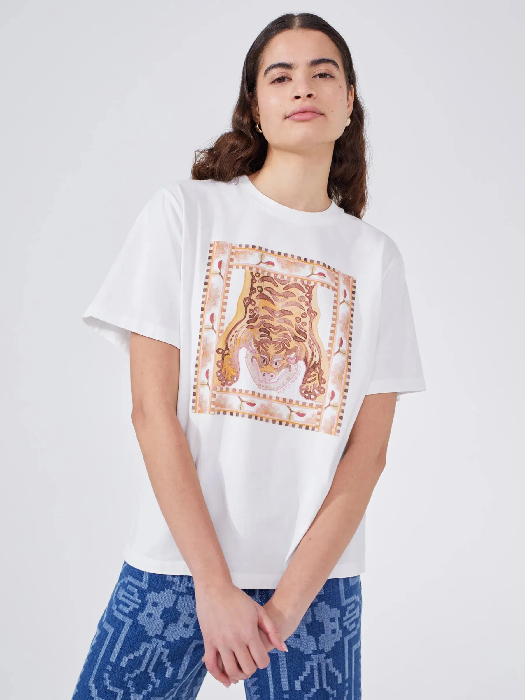 Hayley Menzies Lotus Tiger Printed Tee White