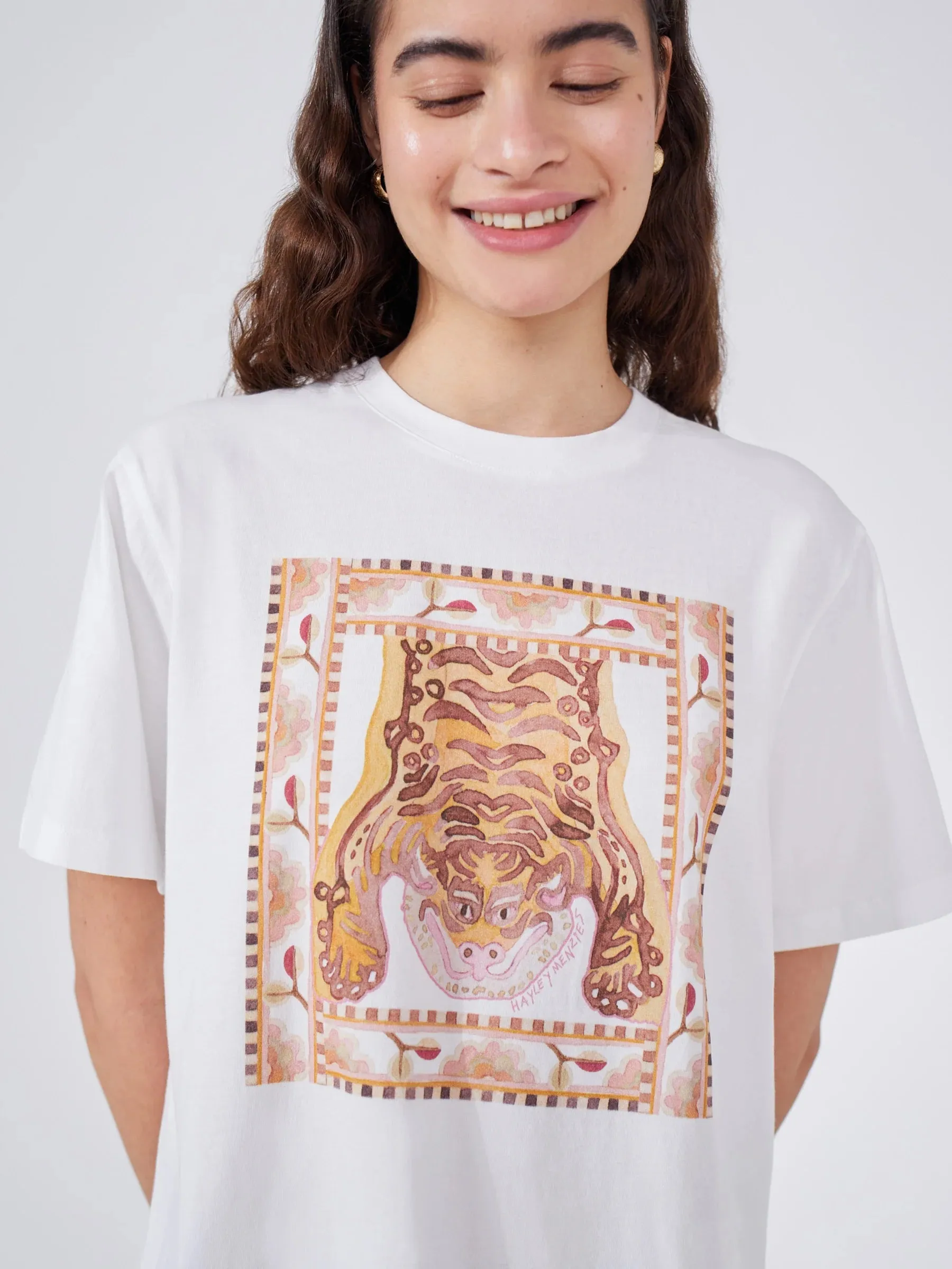 Hayley Menzies Lotus Tiger Printed Tee White