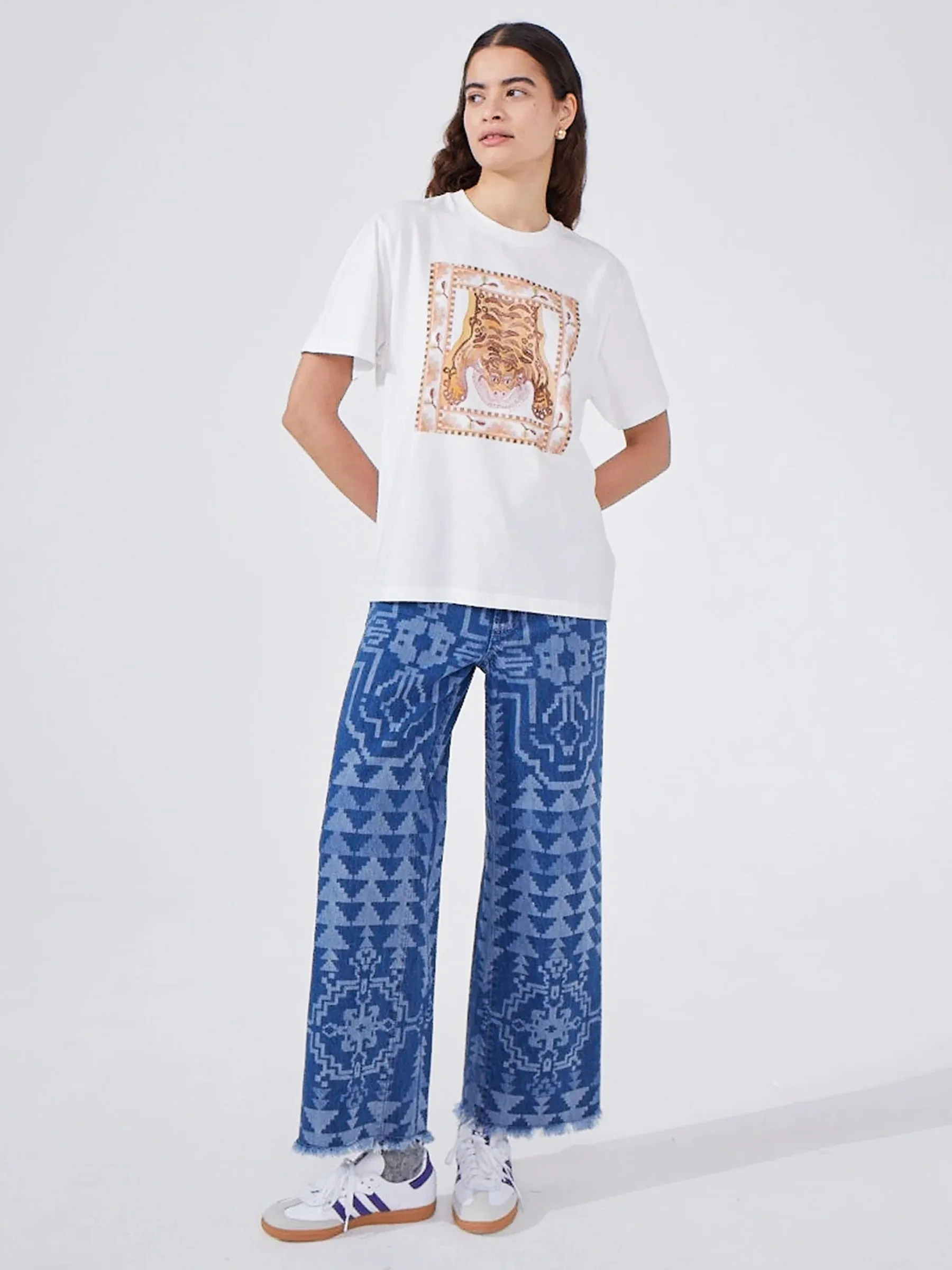 Hayley Menzies Lotus Tiger Printed Tee White