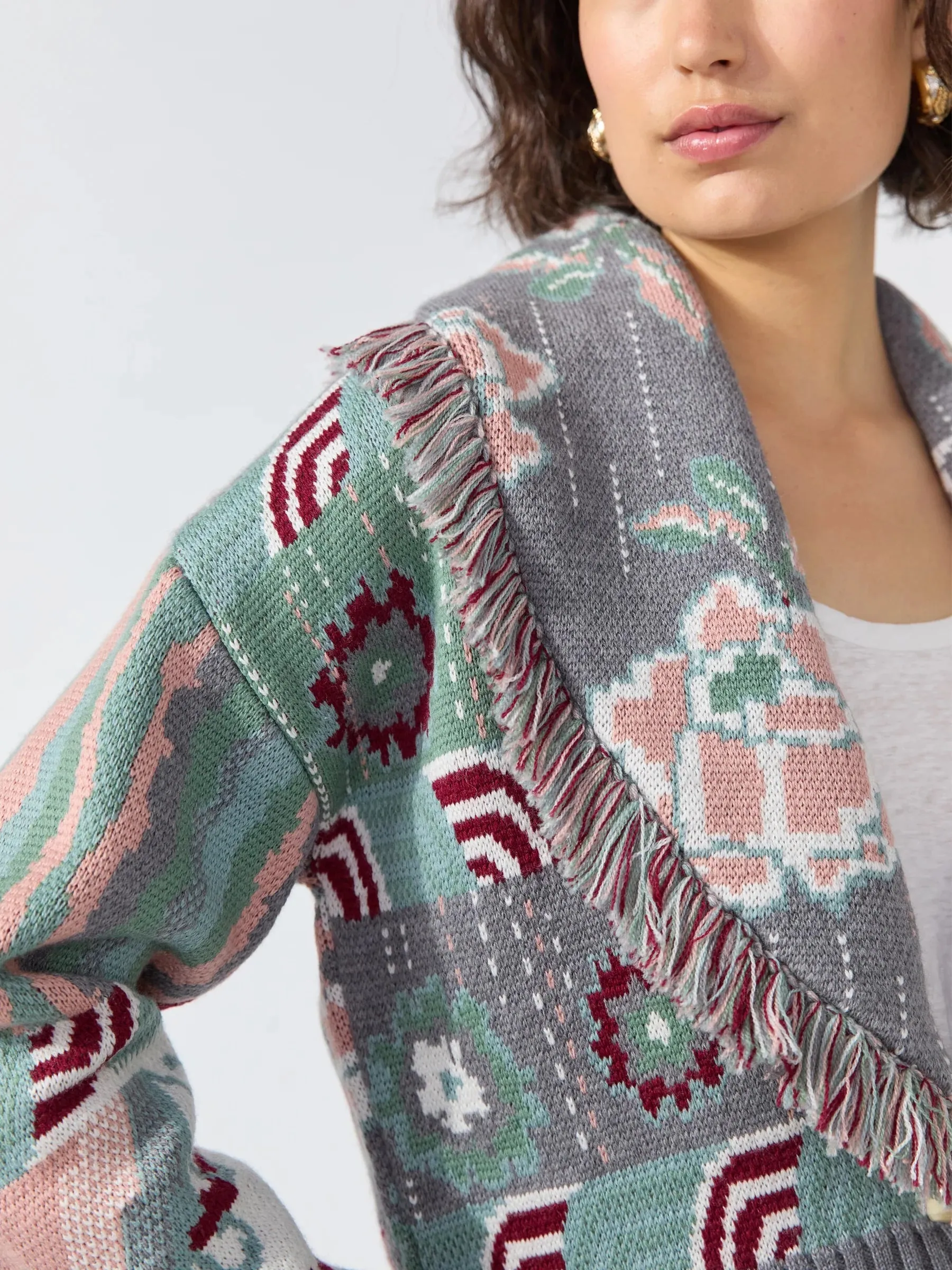 Hayley Menzies Tibetan Tiger Merino Jacquard Bomber Cardi