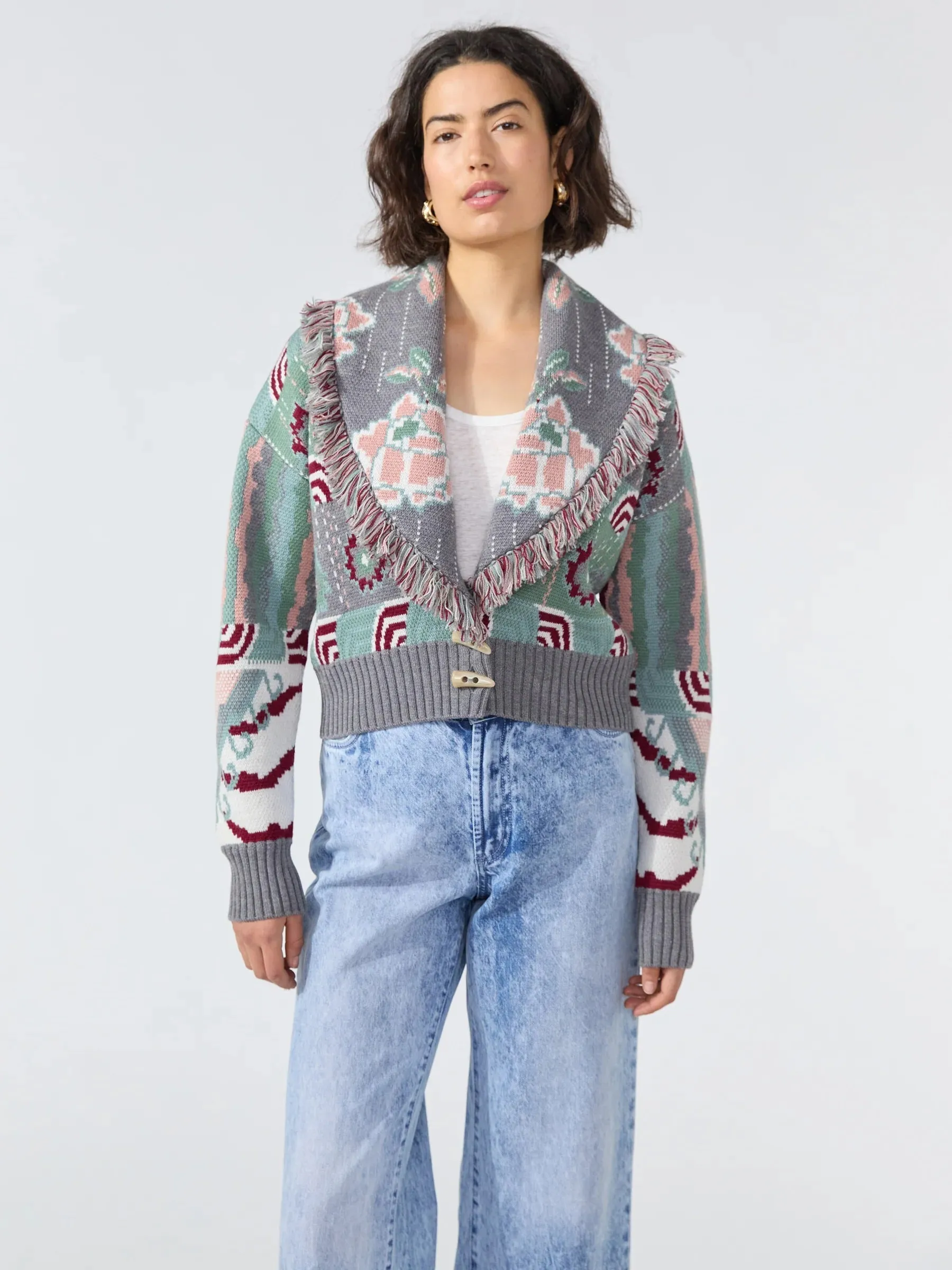 Hayley Menzies Tibetan Tiger Merino Jacquard Bomber Cardi