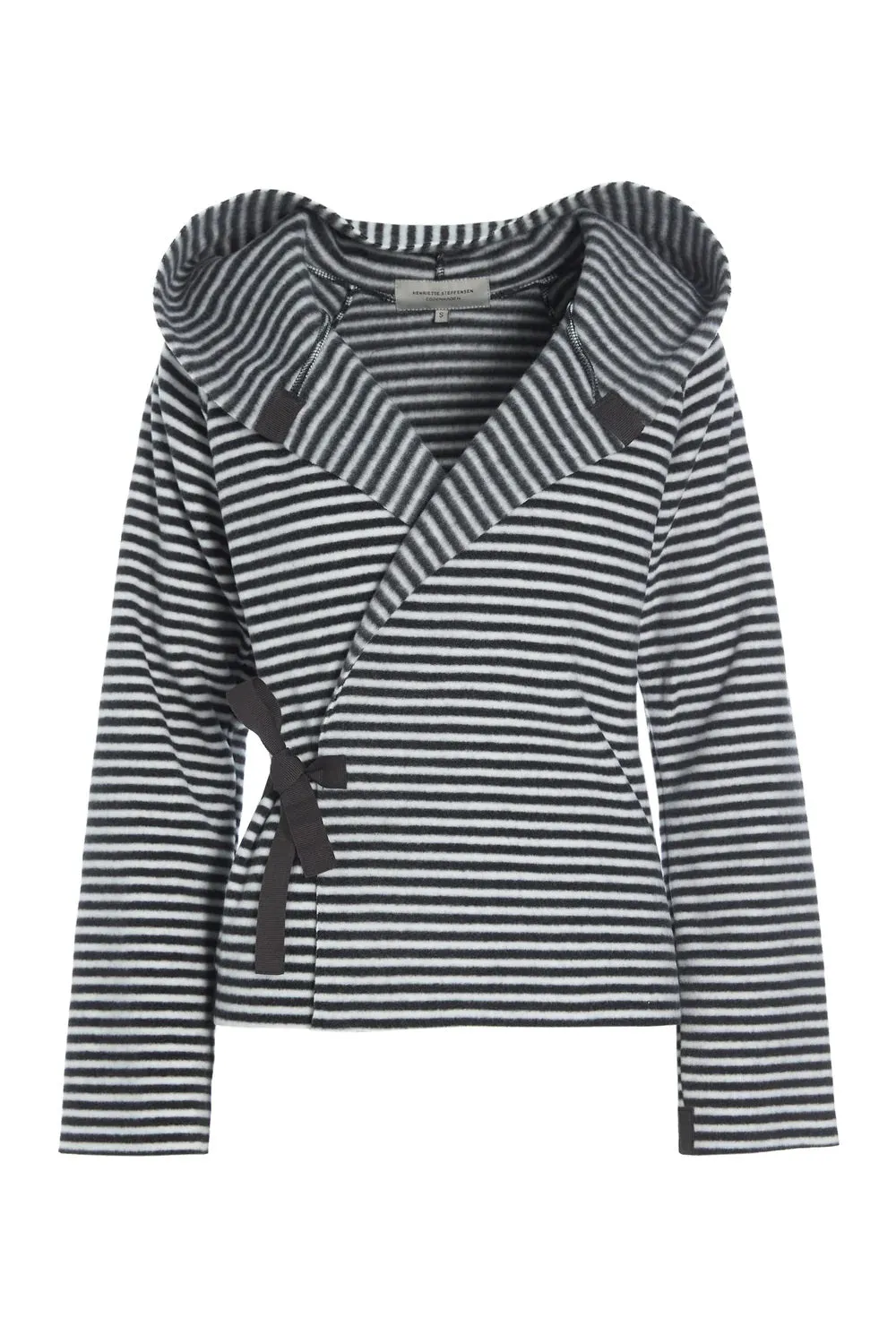 Henriette Striped Fleece Wrap Cardi Black/White