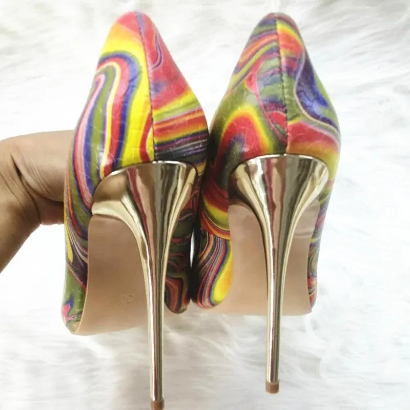 High-heels Yellow Ombre Colorful Fashion Women Party Shoes