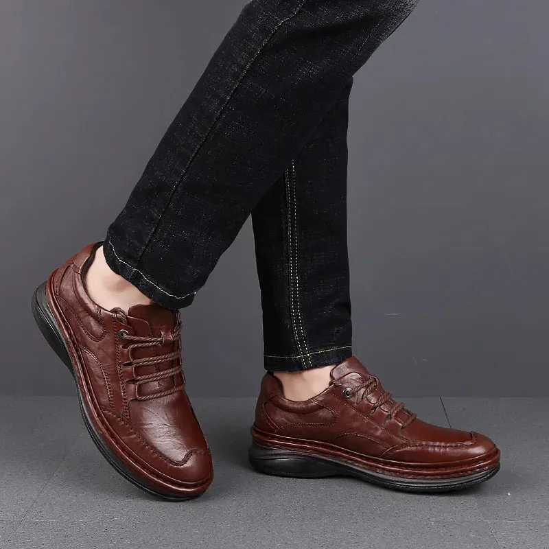 Hnzxzm Brand New men Shoes men Casual 100% Genuine Leather flats business men's shoes casual best quaity Business Formal Shoes New