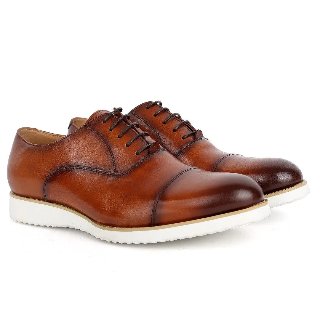 John Mendon Daytonaline Plain Leather Sneakers Shoe-Brown