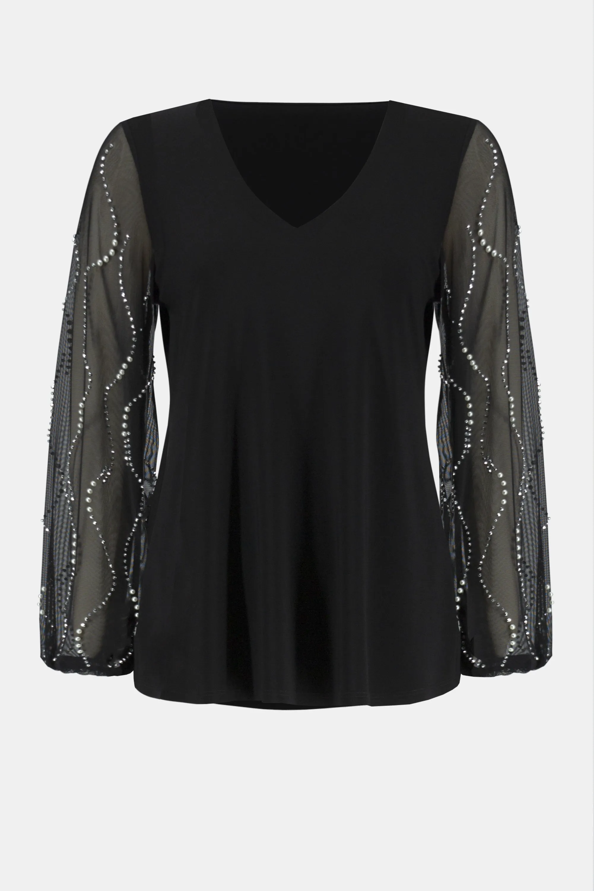 Joseph Ribkoff Silky Knit Tunic With Beaded Sleeves Black