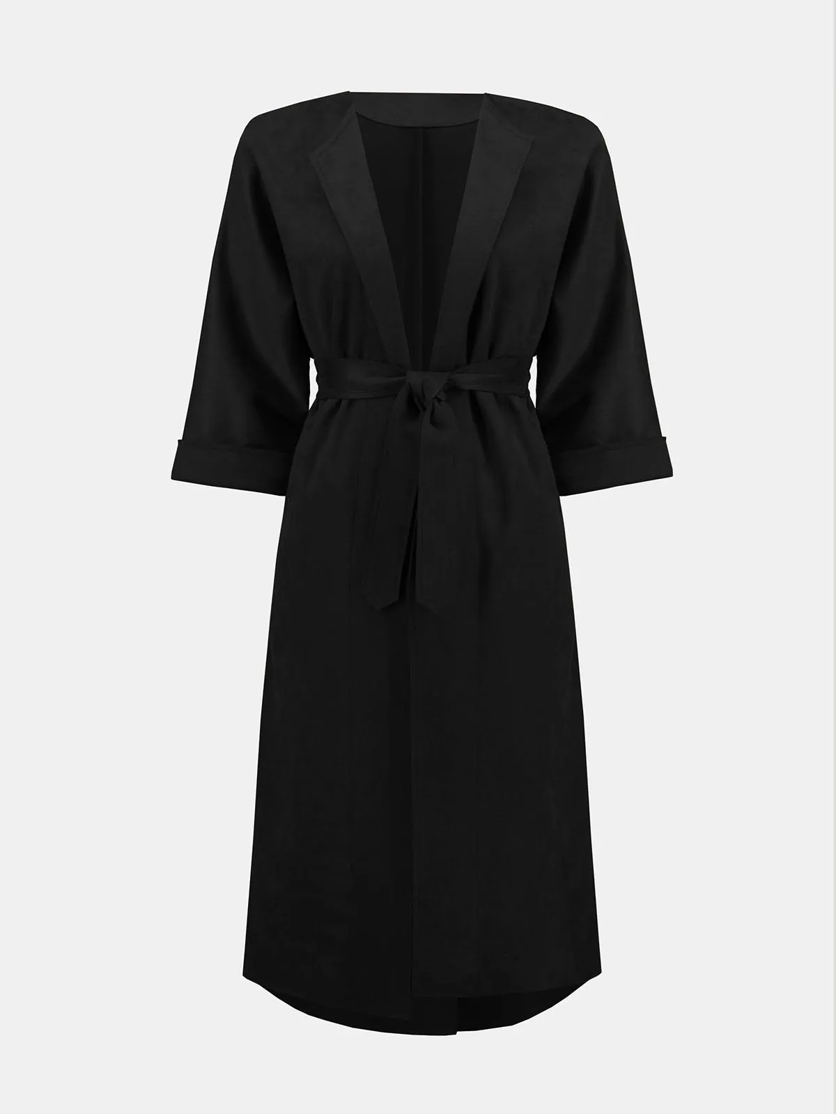 Joseph Ribkoff Suede Straight Long Coat Black