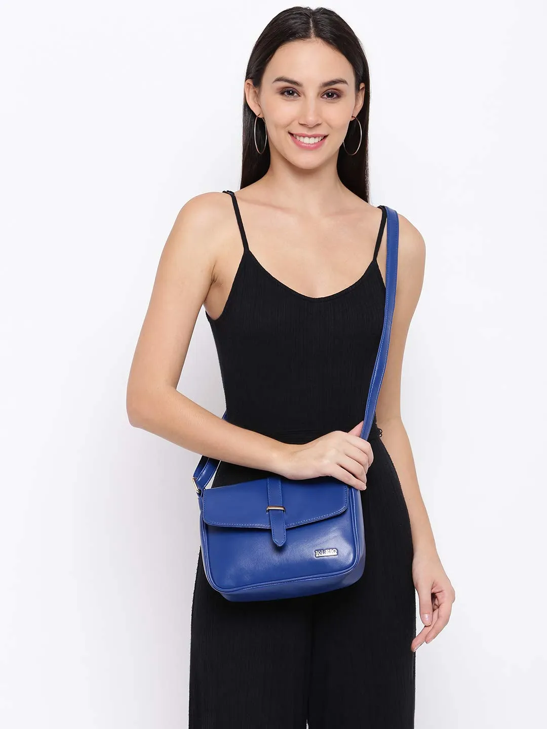 KLEIO Stylish PU Sling Bag for Women/Girls (Royal Blue) (HO8016KL-RB)