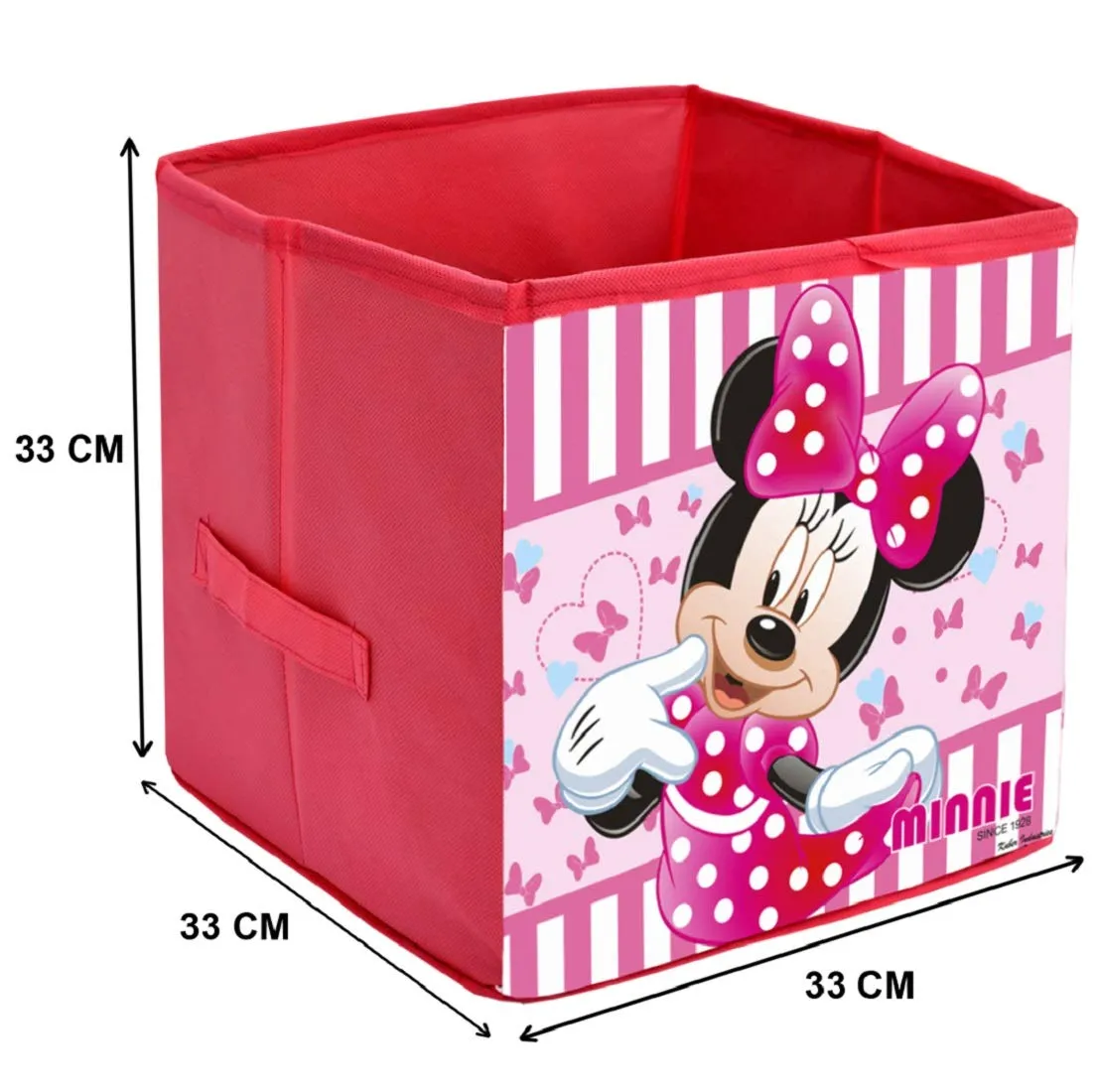 Kuber Industries Disney Print Non Woven Fabric Foldable Toy, Books, Shoes Cube Storage Box with Handle (Brown & Royal Blue & Pink, Large, 3 Pieces) KUBMART02369