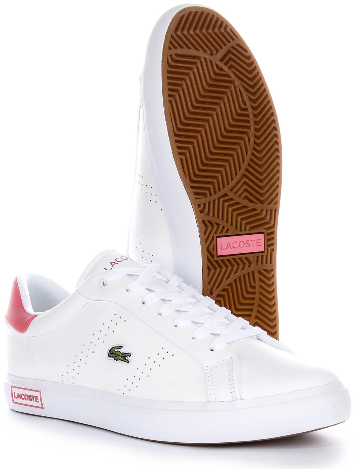 Lacoste Powercourt 2.0 In White Pink For Women