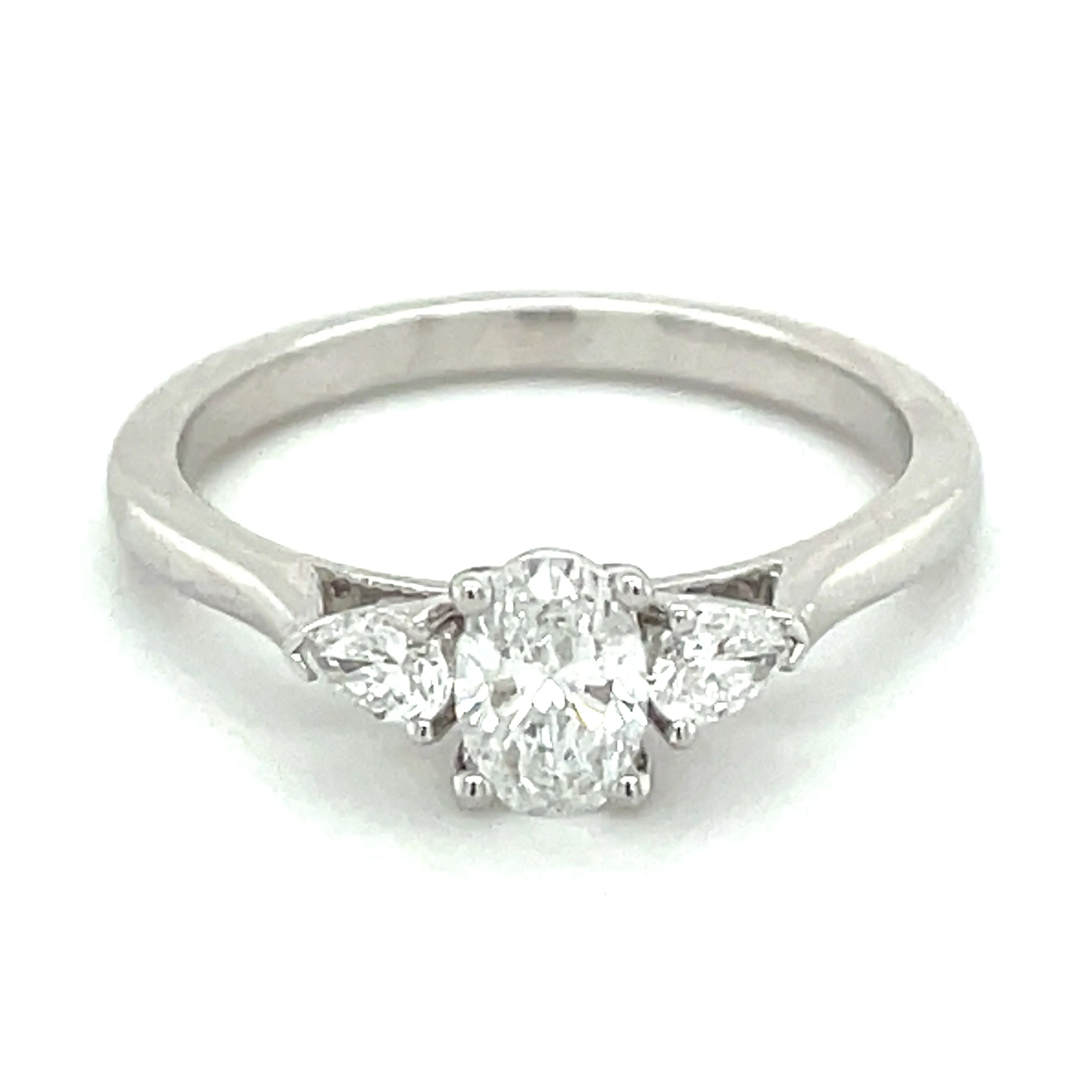 Larissa - 14ct White Gold .63ct Laboratory Grown Oval Centre and Side Pear Diamond Engagement Ring