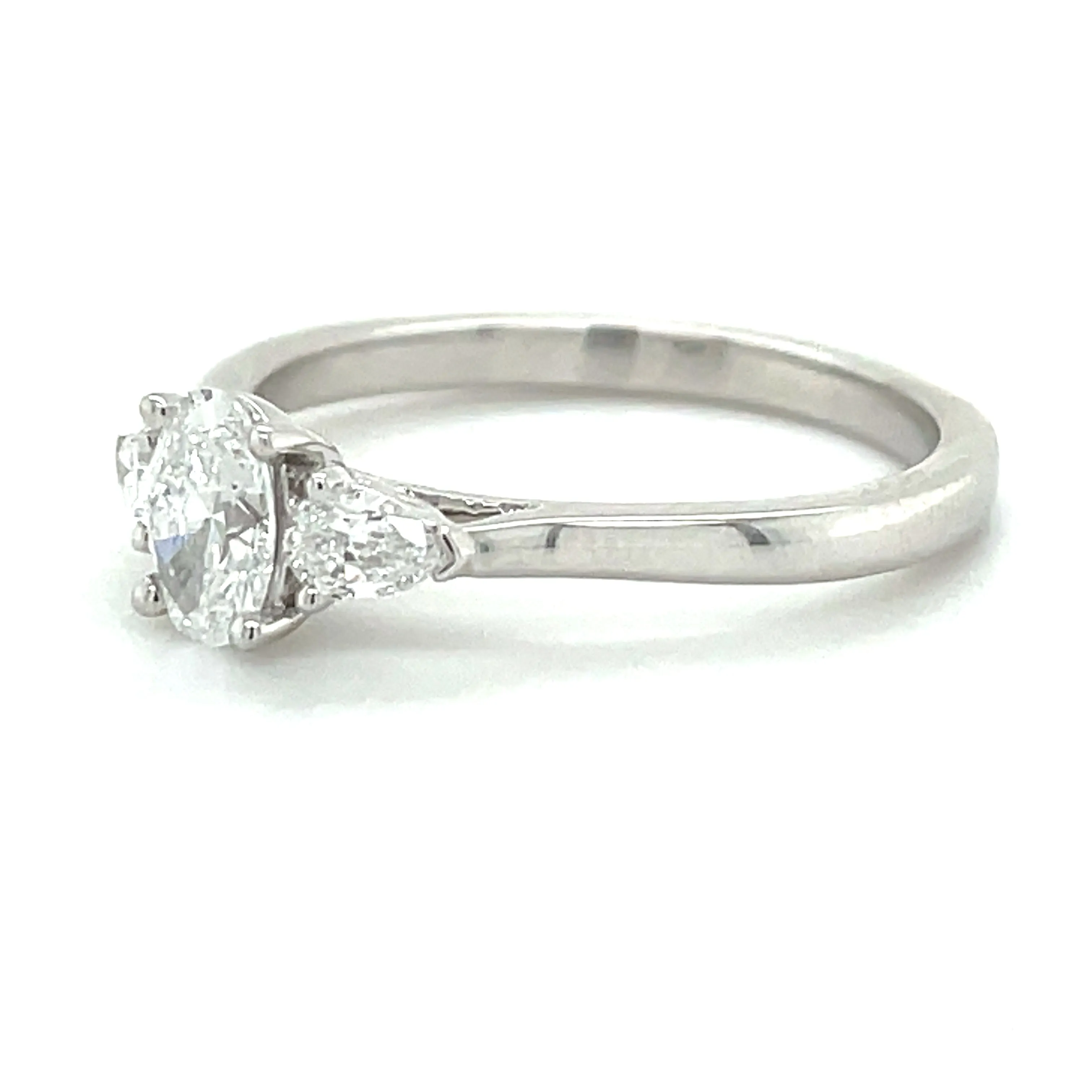 Larissa - 14ct White Gold .63ct Laboratory Grown Oval Centre and Side Pear Diamond Engagement Ring