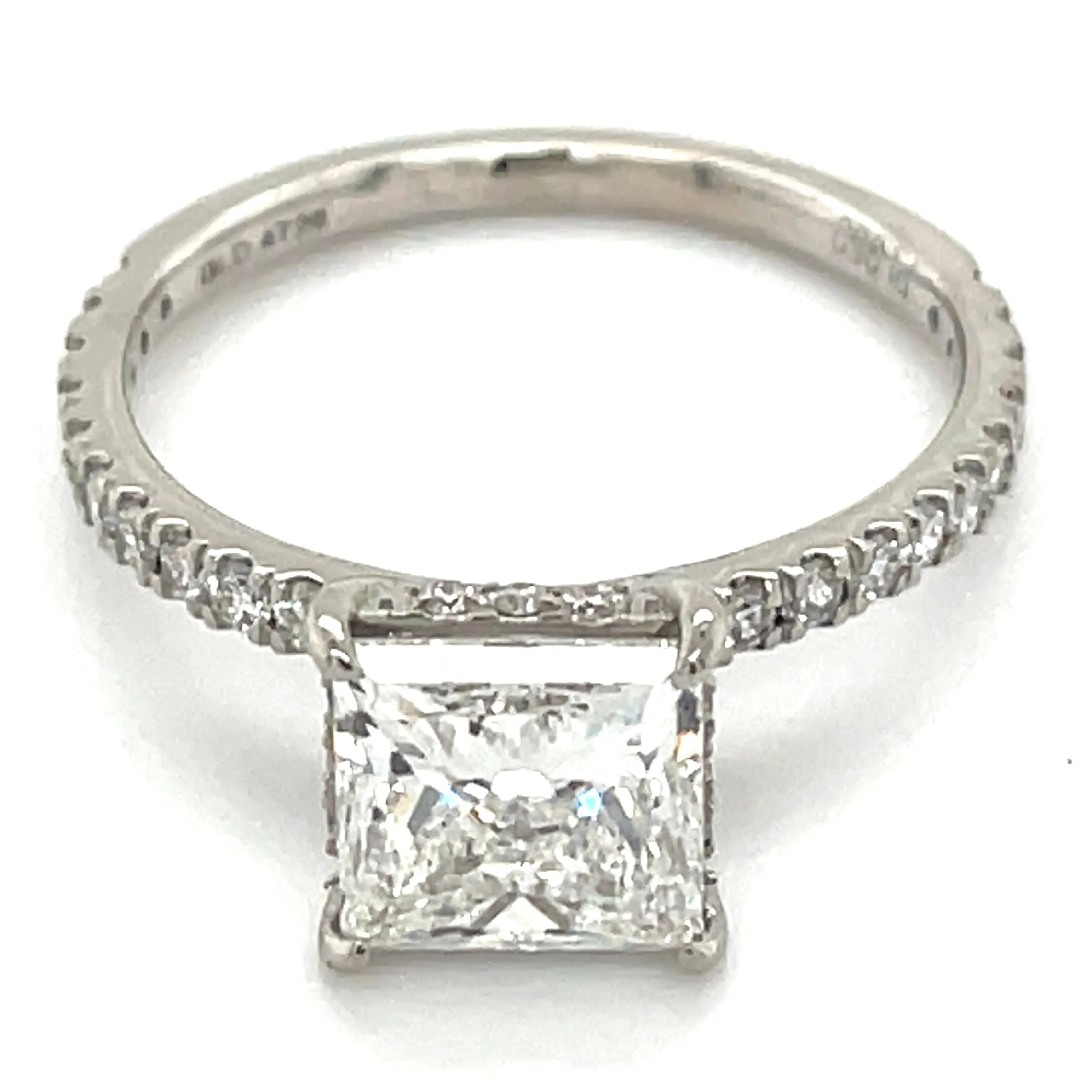 Laurell - Platinum 2.42ct Princess Cut Laboratory Grown Solitaire Engagement Ring With Hidden Halo & Stone Set Shoulders