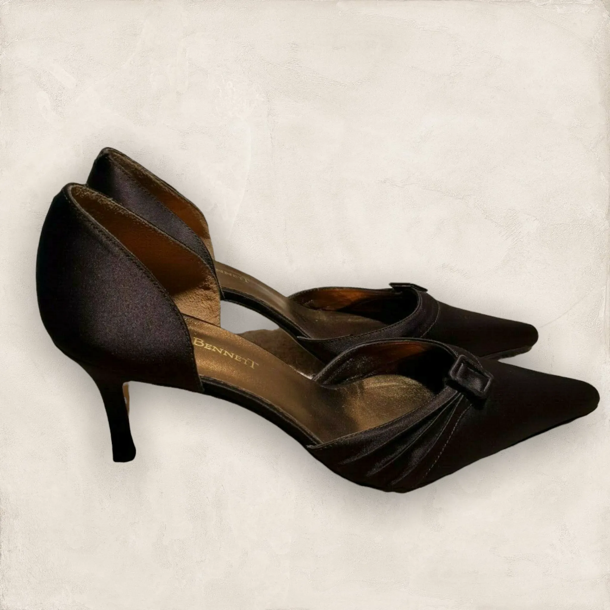 L.K. Bennett Brown Silk Kitten Heels UK 7.5 US 10 EU 41.5