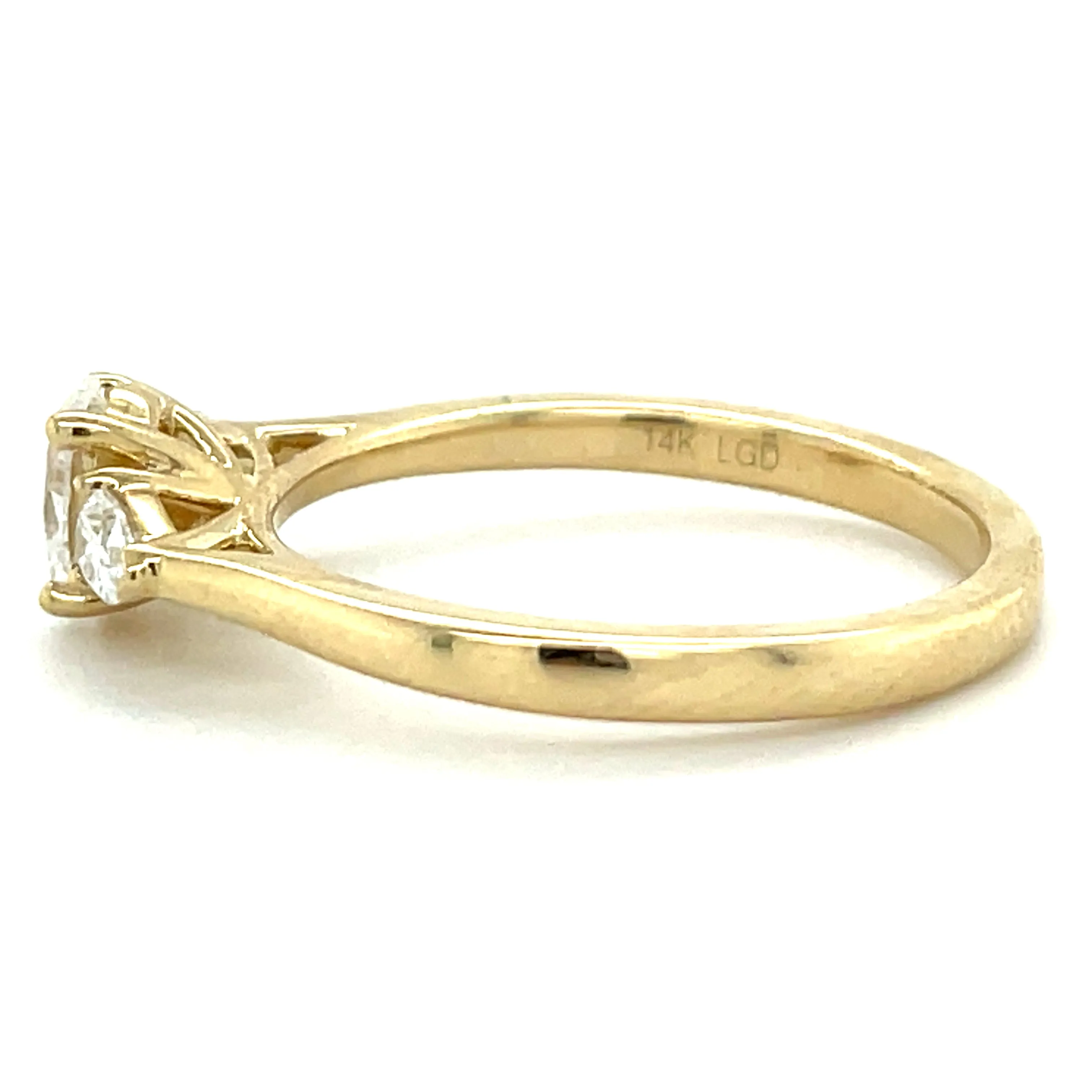 Lyla - 14ct Yellow Gold .63ct Laboratory Grown Oval Centre and Side Pear Diamond Engagement Ring