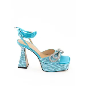 MACH & MACH Elegant Light Blue Leather Platforms