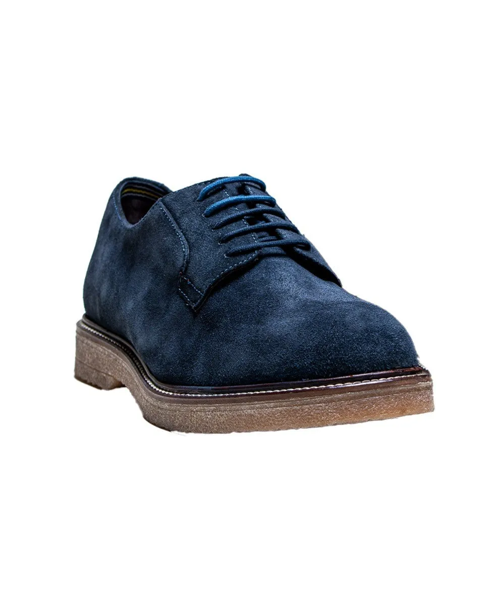 Men's Suede Lace up Shoes - RICHMOND - Navy Blue