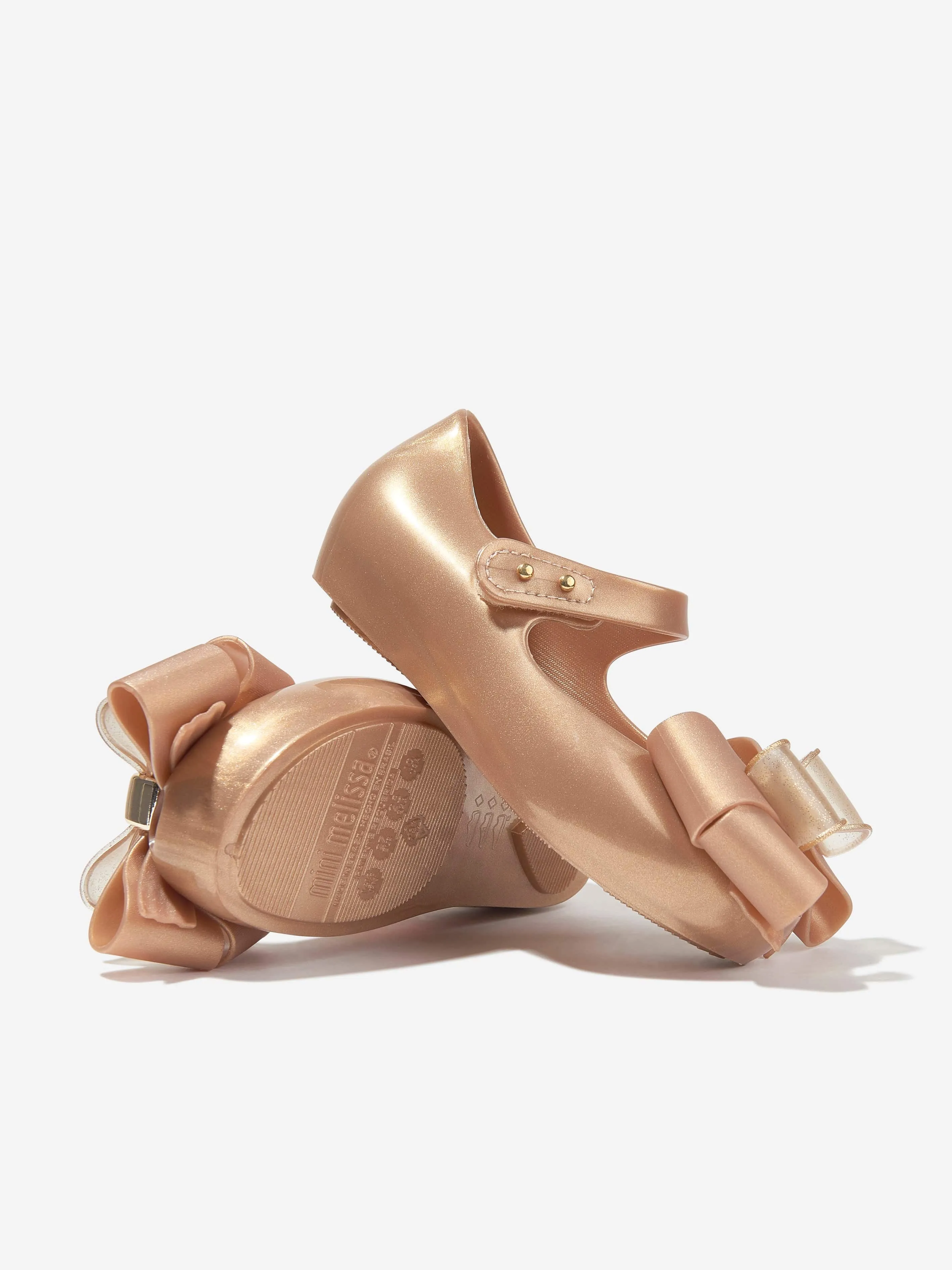 Mini Melissa Girls Mini Ultragirl Fab Bow Ballerinas in Gold