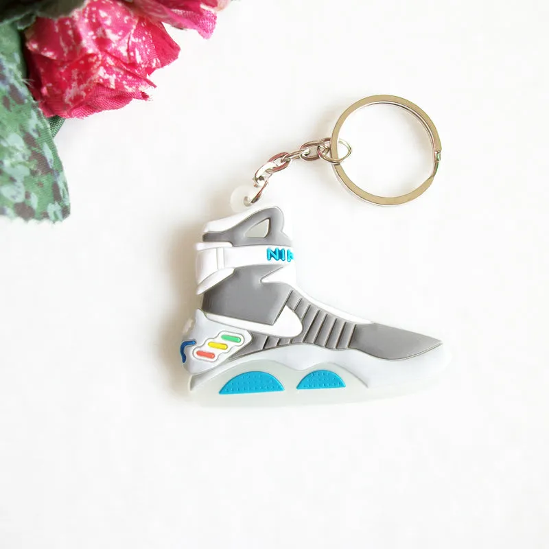 Mini Silicone Back To The Future II Glow In The Dark Air Mag Keychain Key Chain Shoes Sneaker Car Key Holder Bag Charm Key Rings