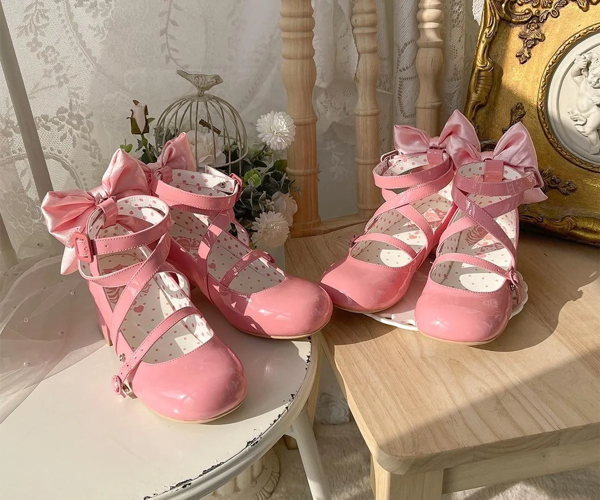 MODO~Follow in the Moonlight~Sweet Lolita Round Toe Shoes with Large Bow