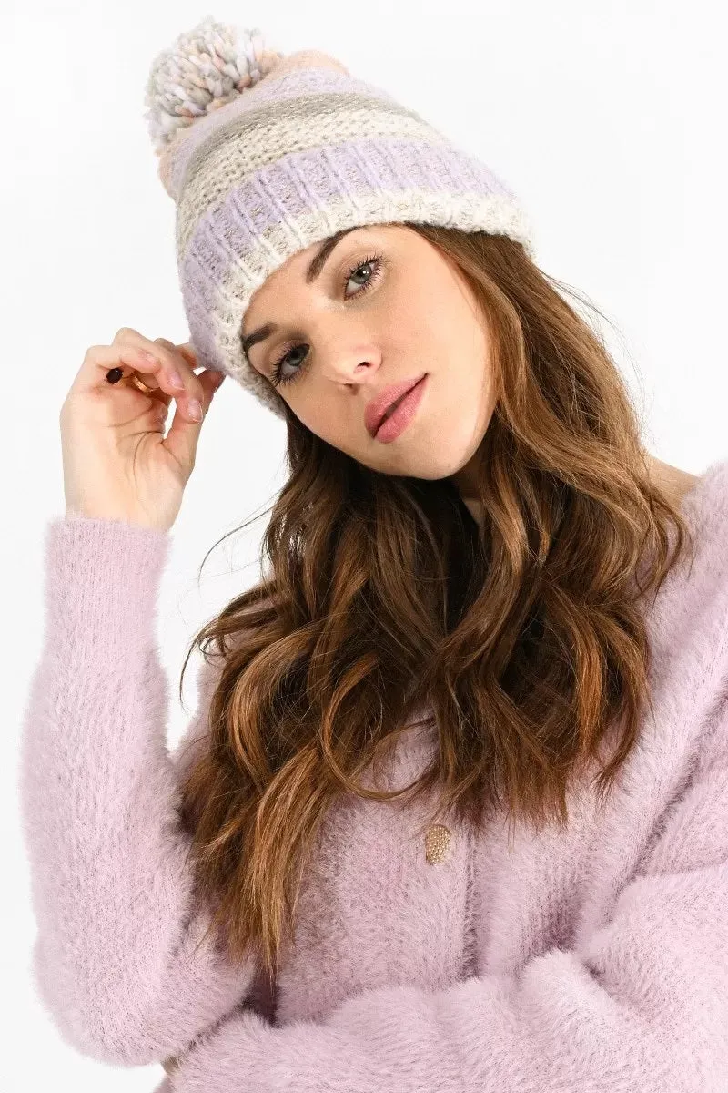 Molly Bracken Knitted Hat Pink Stripes