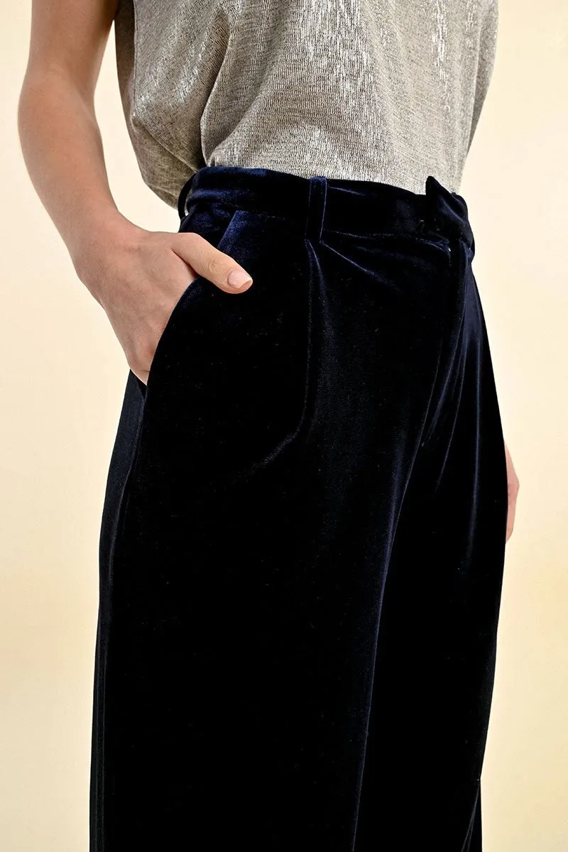 Molly Bracken Velvet Trousers Navy