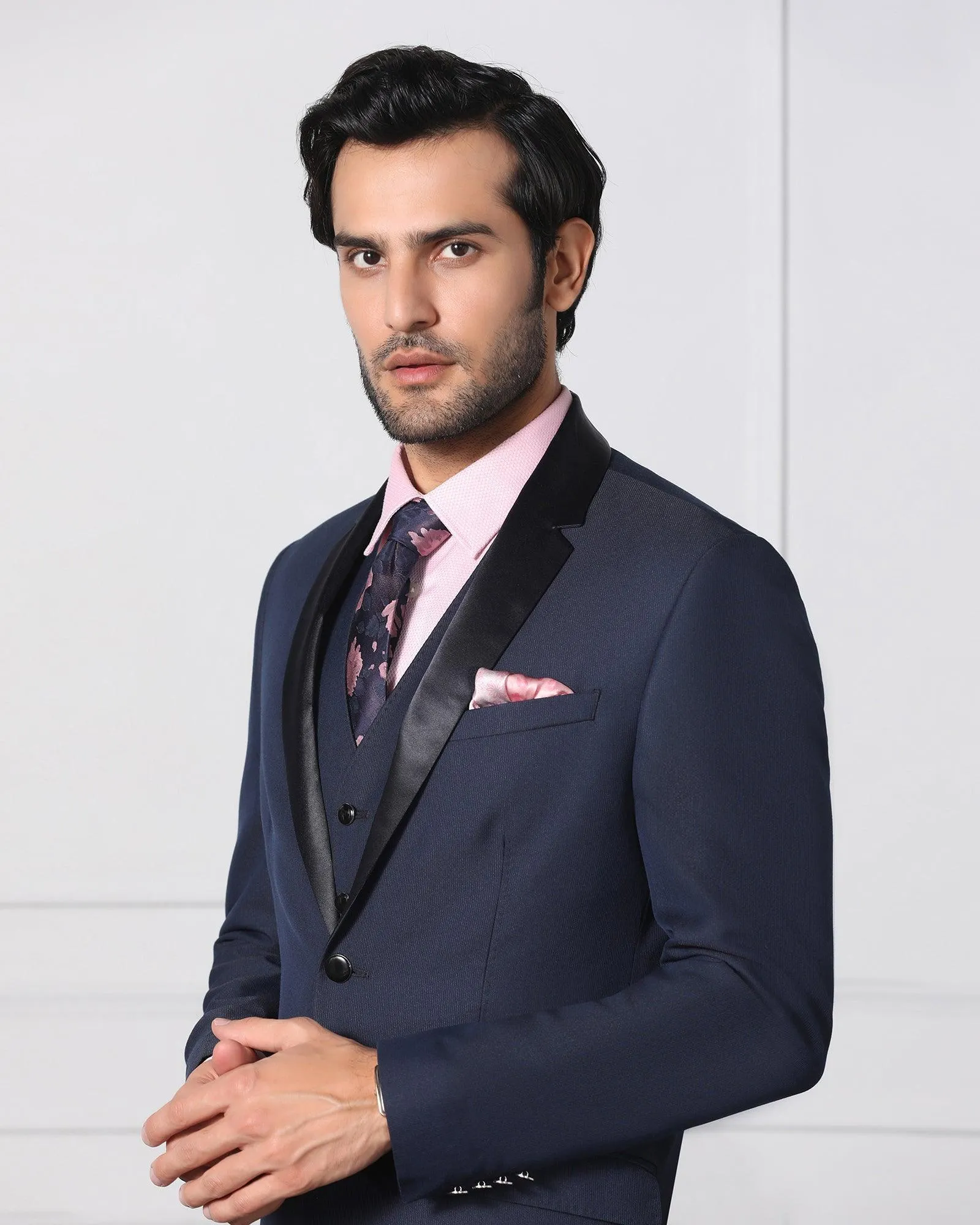 Must Haves Three Piece Navy Solid Formal Suit - Jaydon