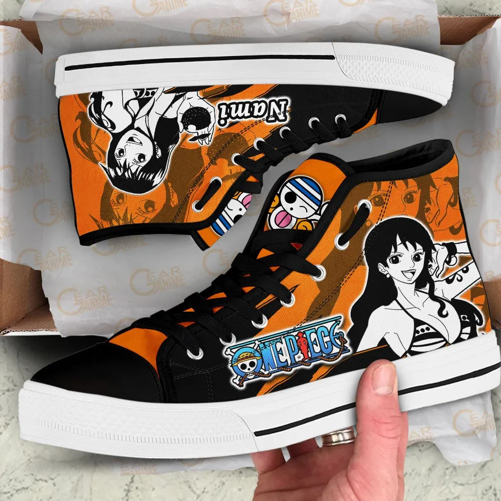 Nami High Top Shoes OP Custom Anime Sneakers Mix Manga