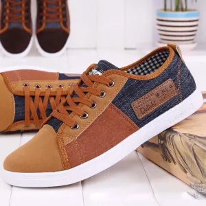 New arrival plimsolls canvas shoes men breathable Fashion patchwork men's sneakers lace-up platform casual gumshoes