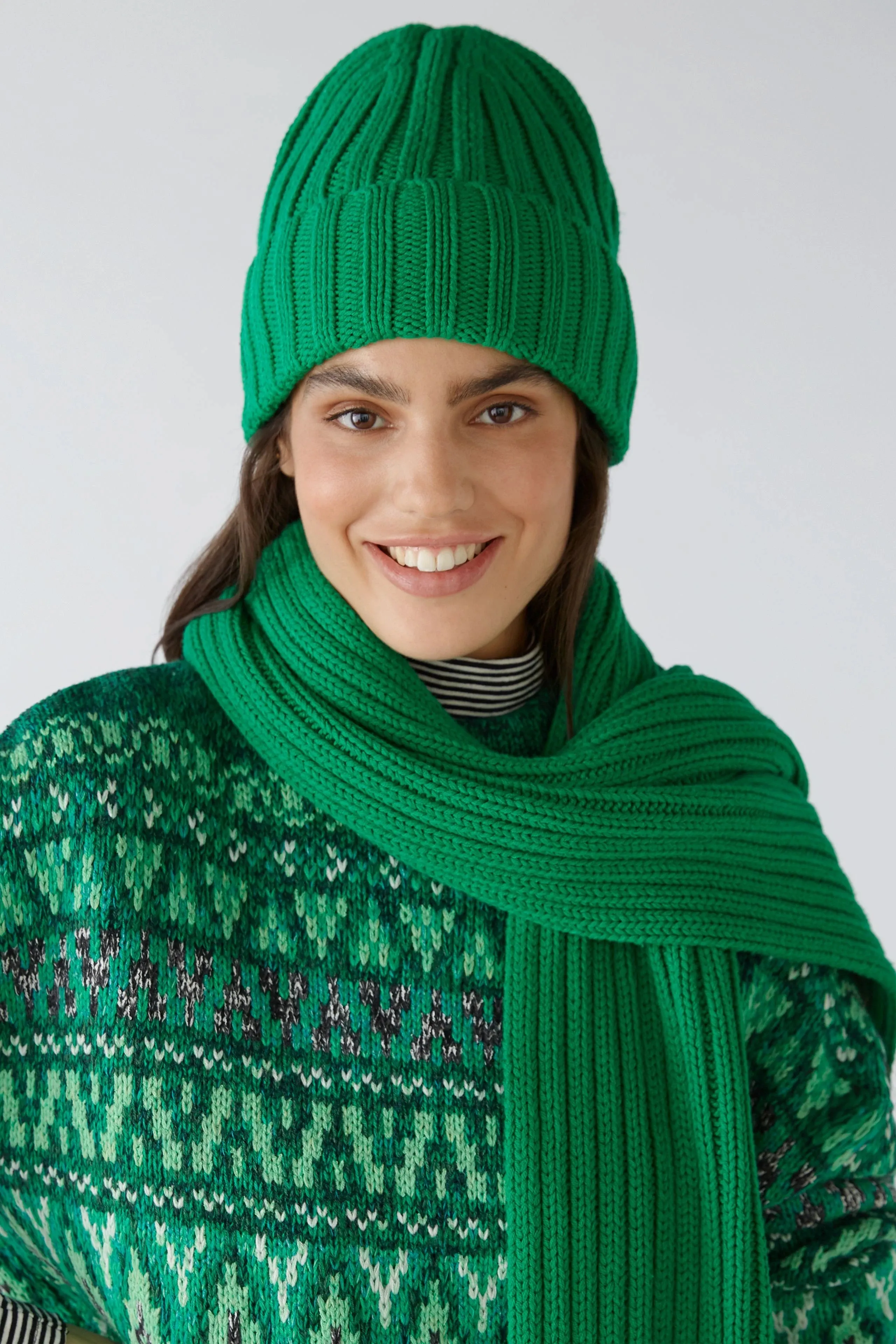 Oui Knitted Hat Green