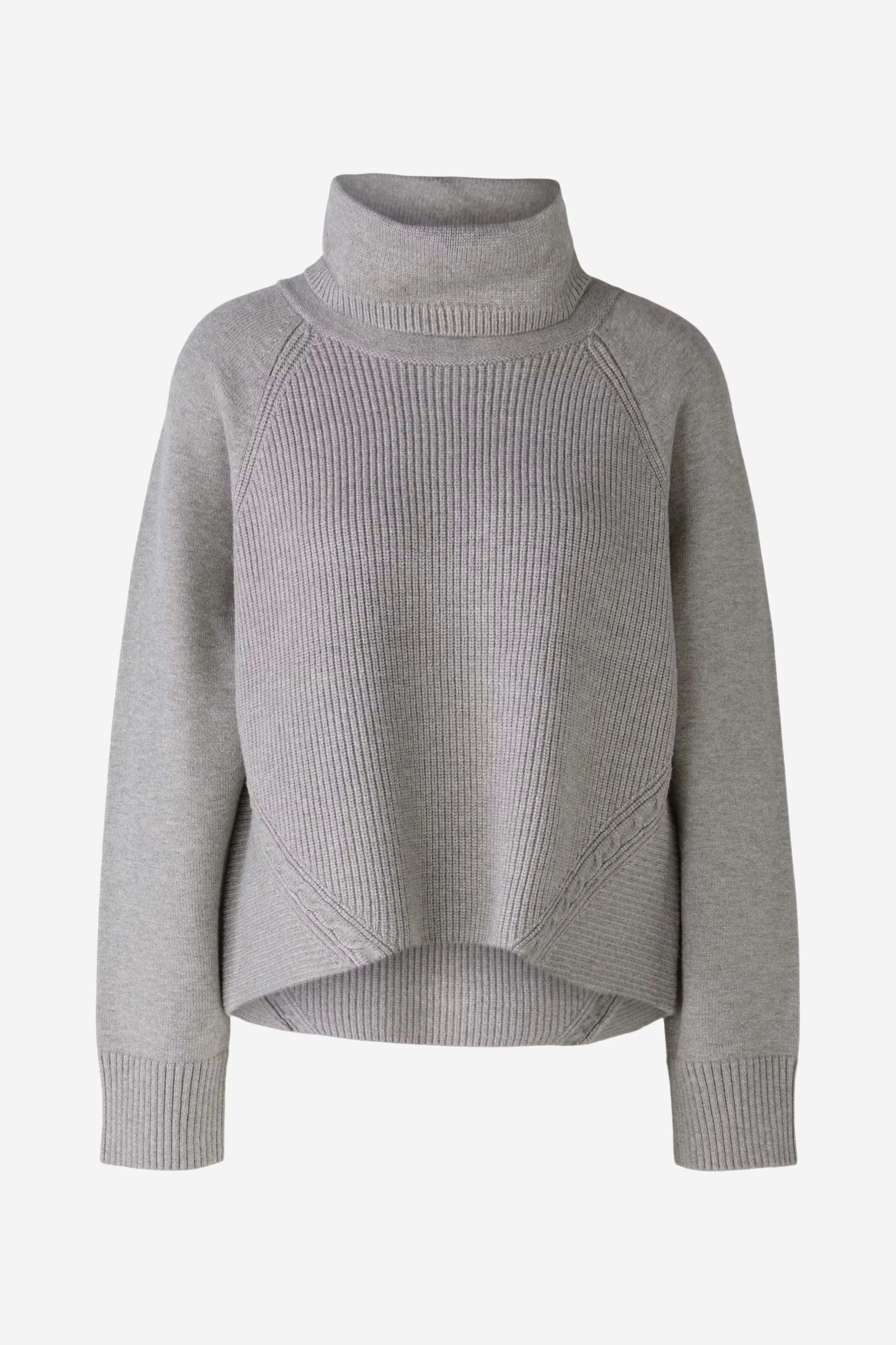 Oui Knitted Jumper With Stand-up Collar Grey