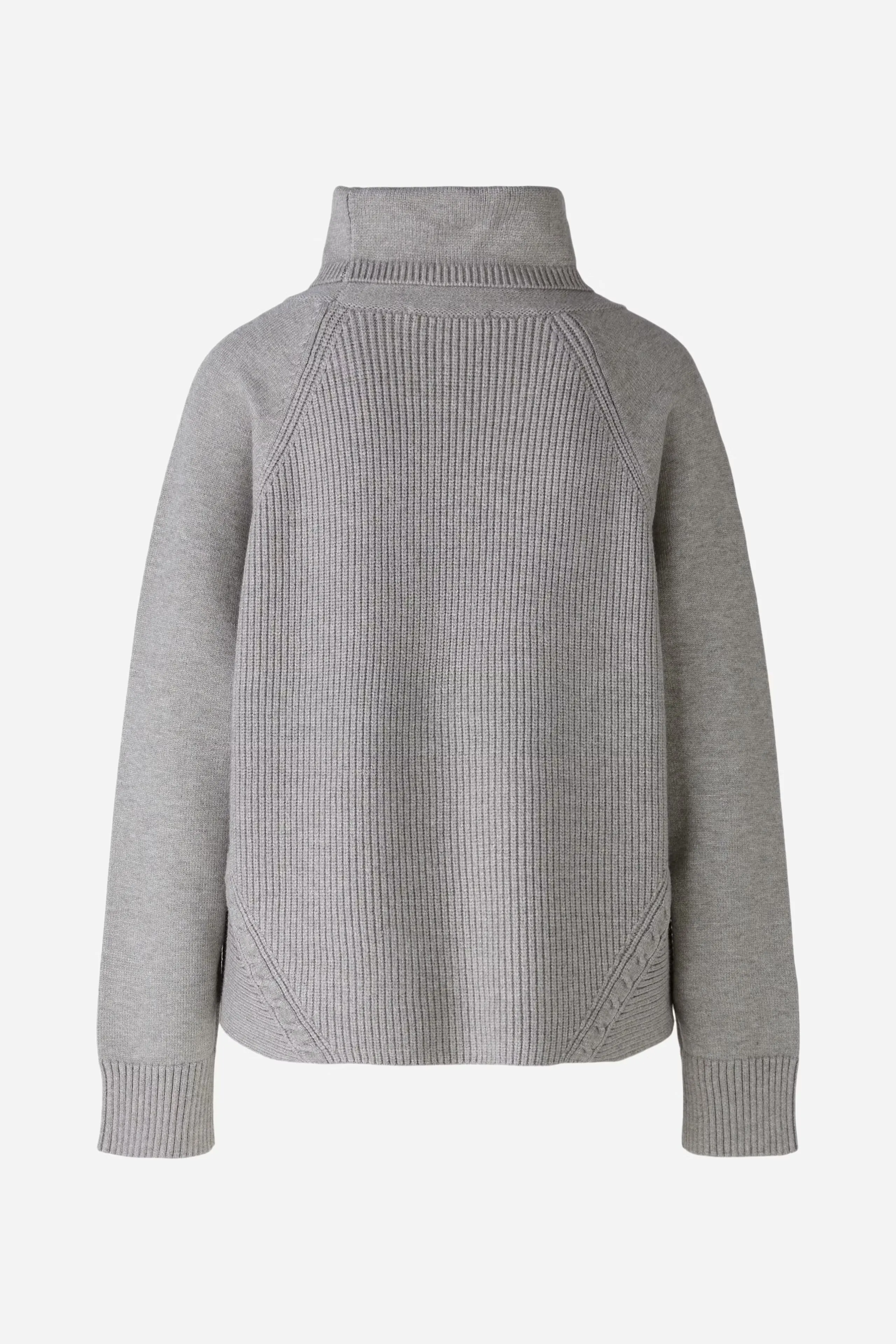 Oui Knitted Jumper With Stand-up Collar Grey