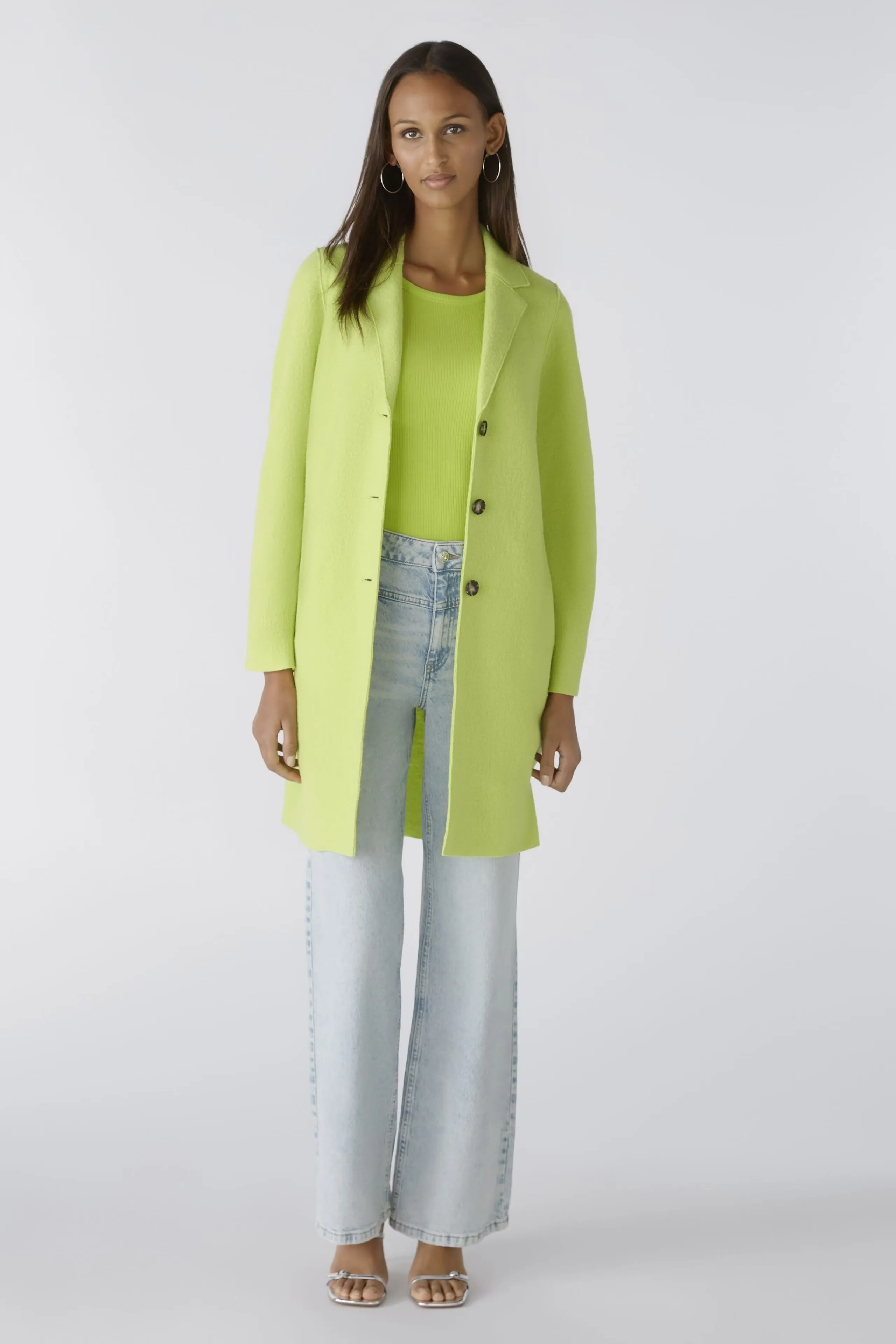 Oui Mayson Wool Coat Lime Green