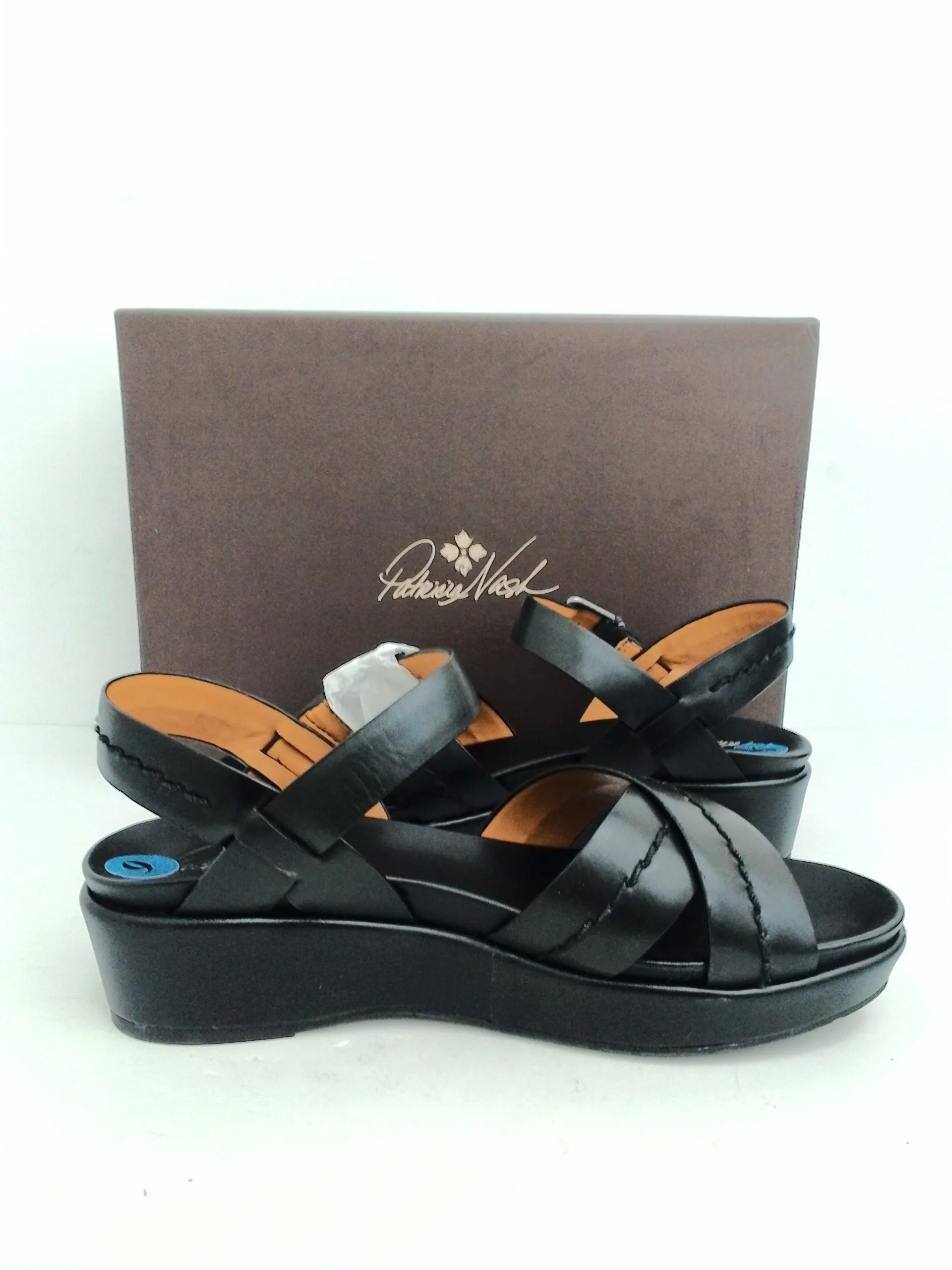 Patricia Nash Women's Leila Black Leather Sandal Size 9 M