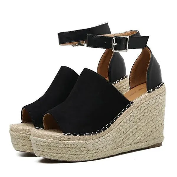 Platform Leather Wedge Sandals