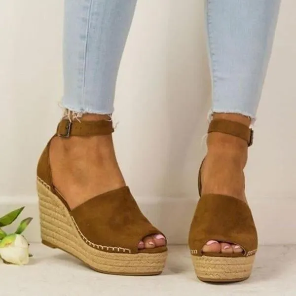 Platform Leather Wedge Sandals