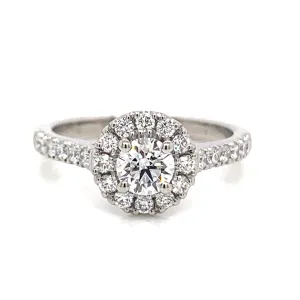 Platinum Castle set Earth Grown Round Halo Engagement Ring