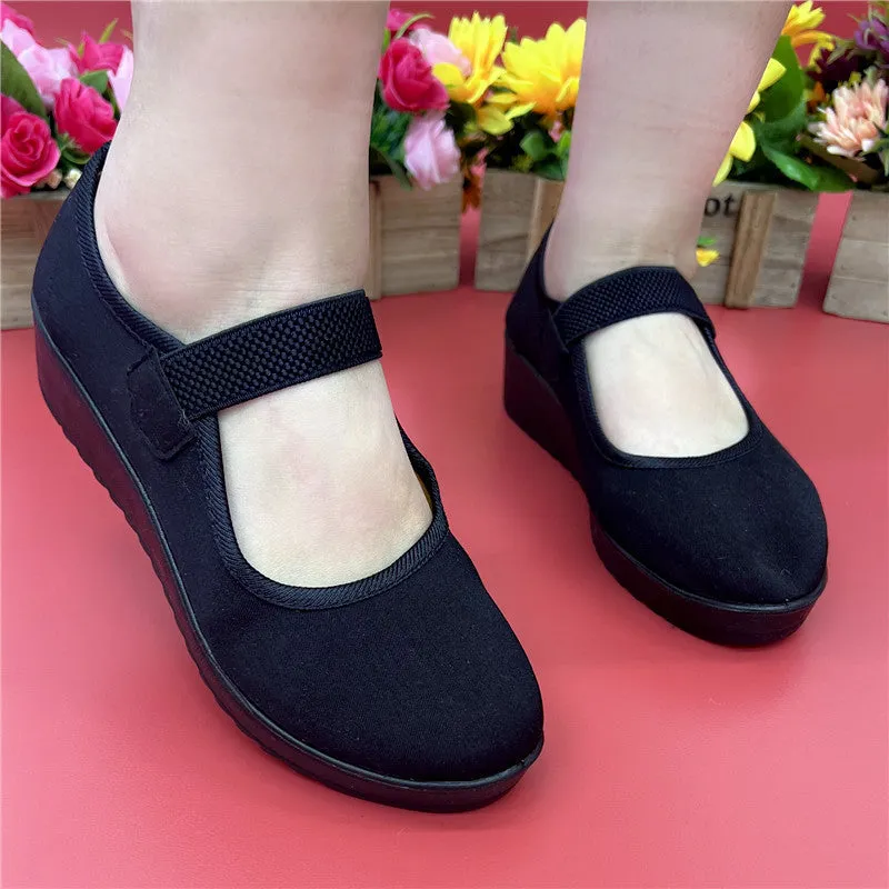 Popular Innovative Women's Cloth Black Canvas Shoes