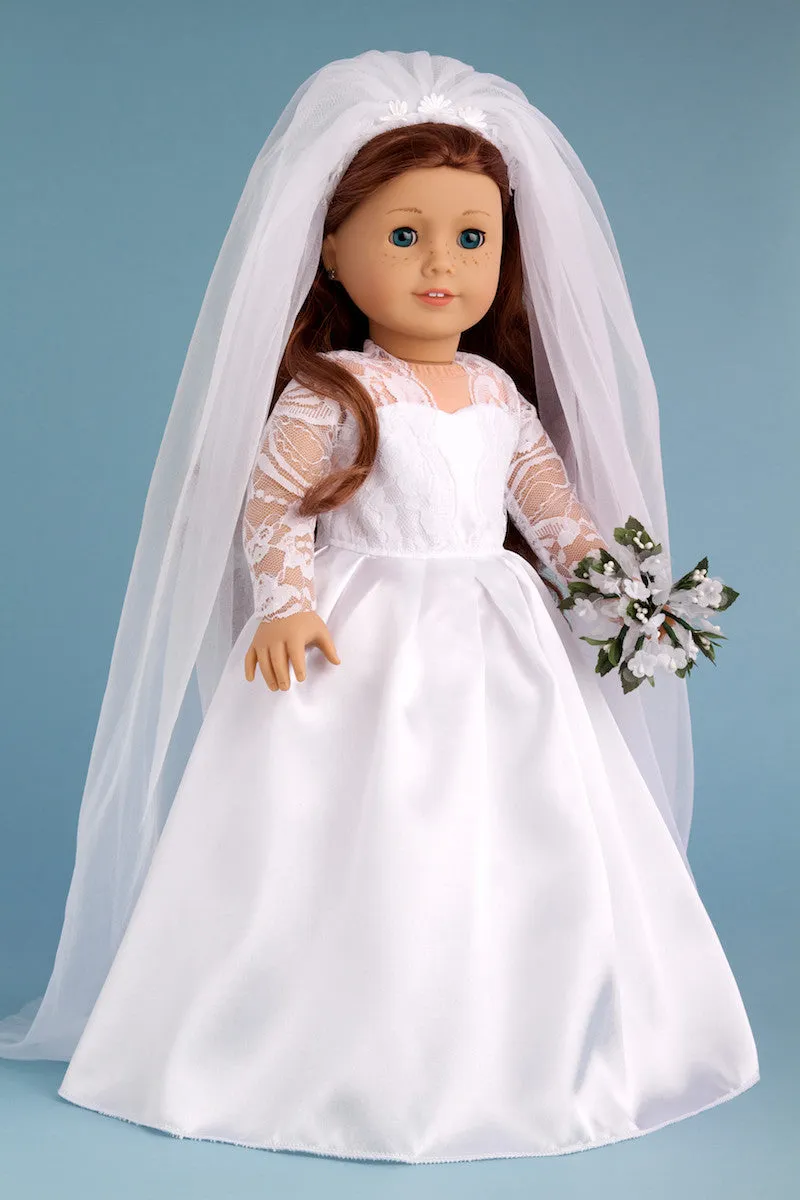 Princess Kate - Clothes for 18 inch Doll - Royal Wedding Dress with White Shoes, Bouquet and Tulle Veil