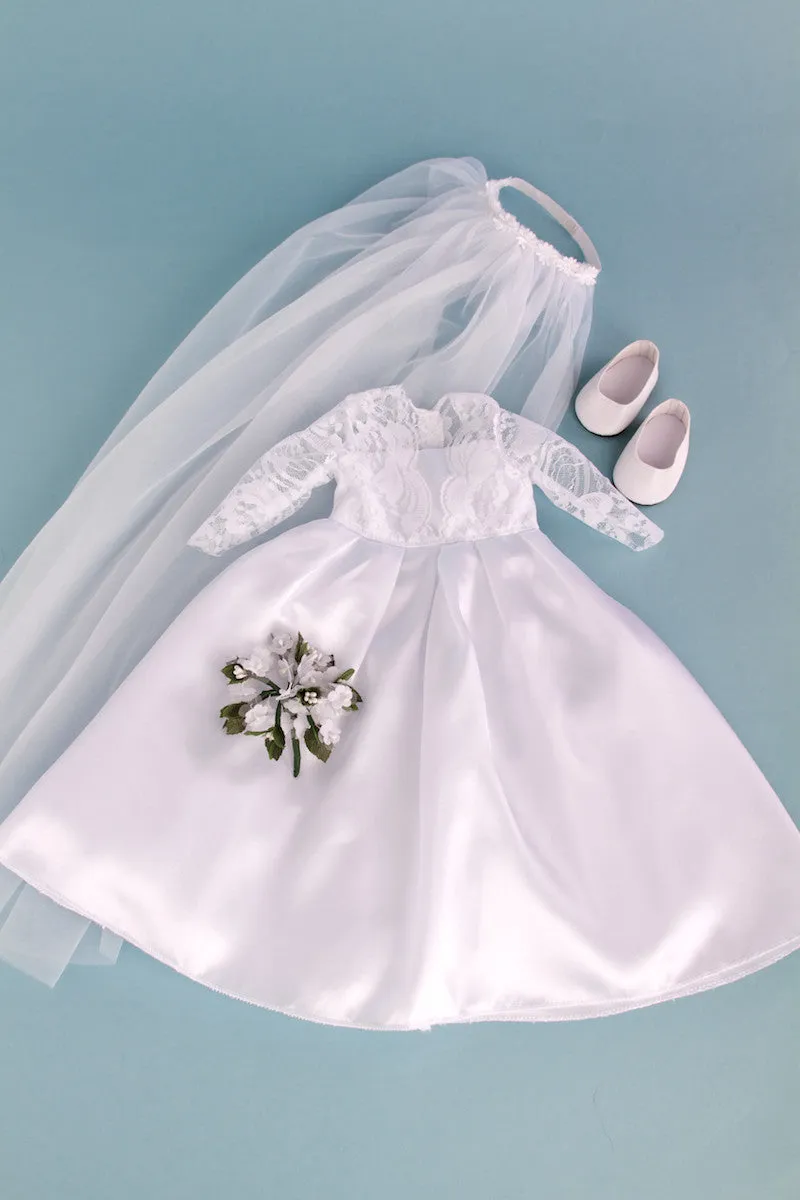 Princess Kate - Clothes for 18 inch Doll - Royal Wedding Dress with White Shoes, Bouquet and Tulle Veil