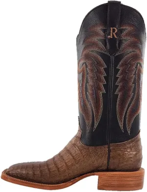 R. Watson Men's Caiman Belly Wide Square Toe Western Boots, Coco/Chocolate