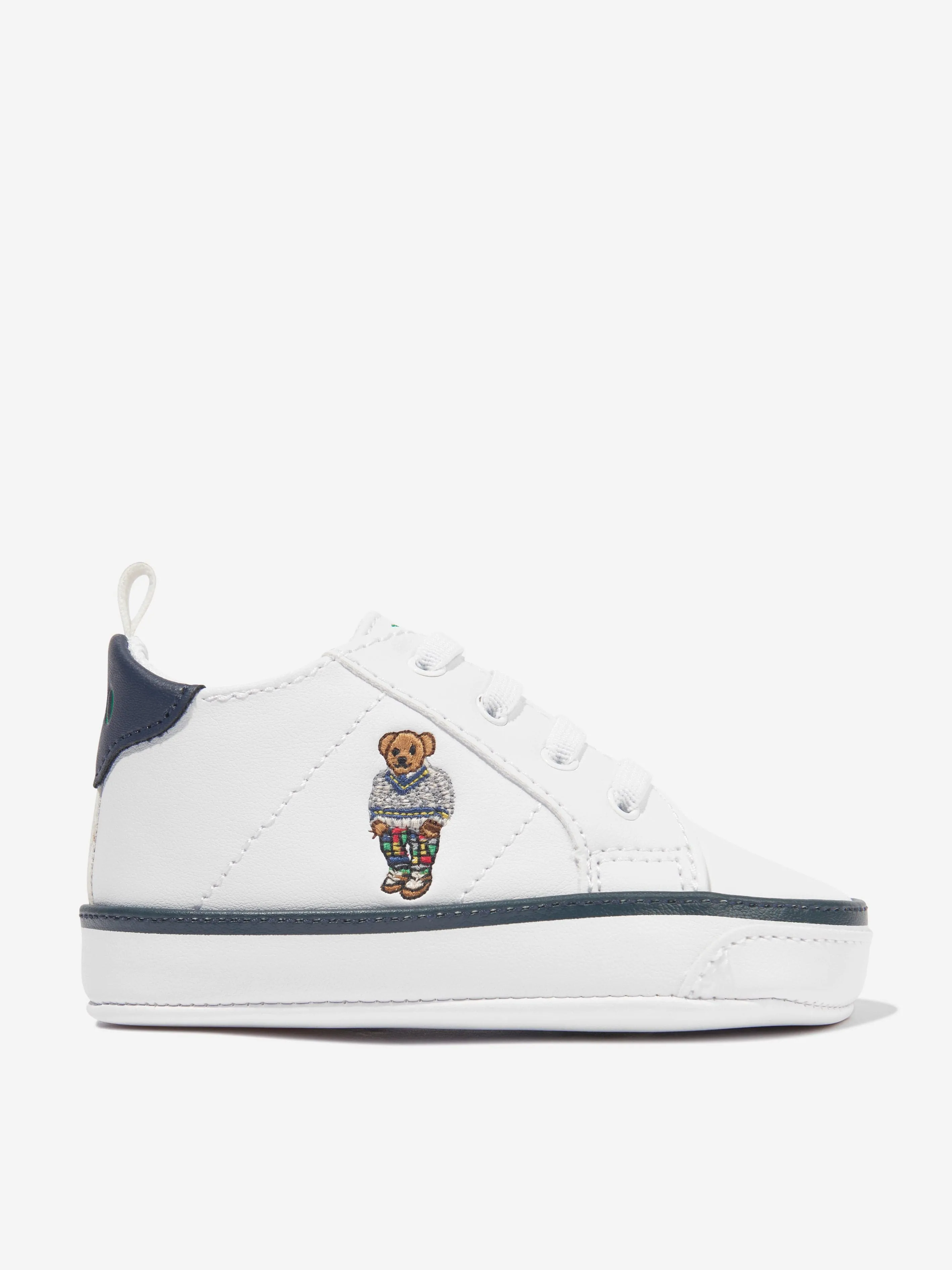 Ralph Lauren Baby Boys Quilton Bear High Top Trainers in White